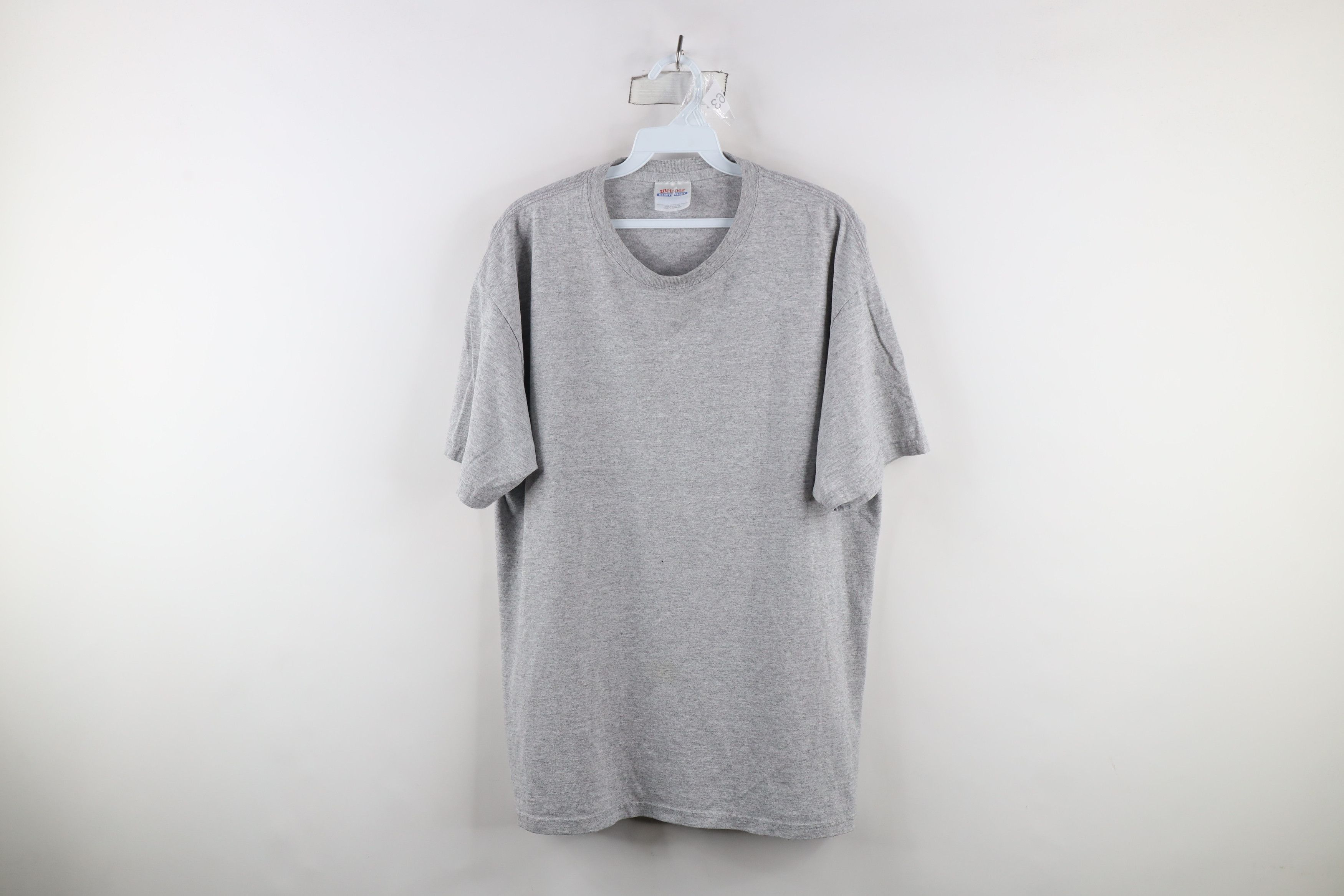 Hanes × Vintage Vintage 90s Hanes Heavyweight Blank T-Shirt Heather Gray Size US L / EU 52-54 / 3 - 1 Thumbnail