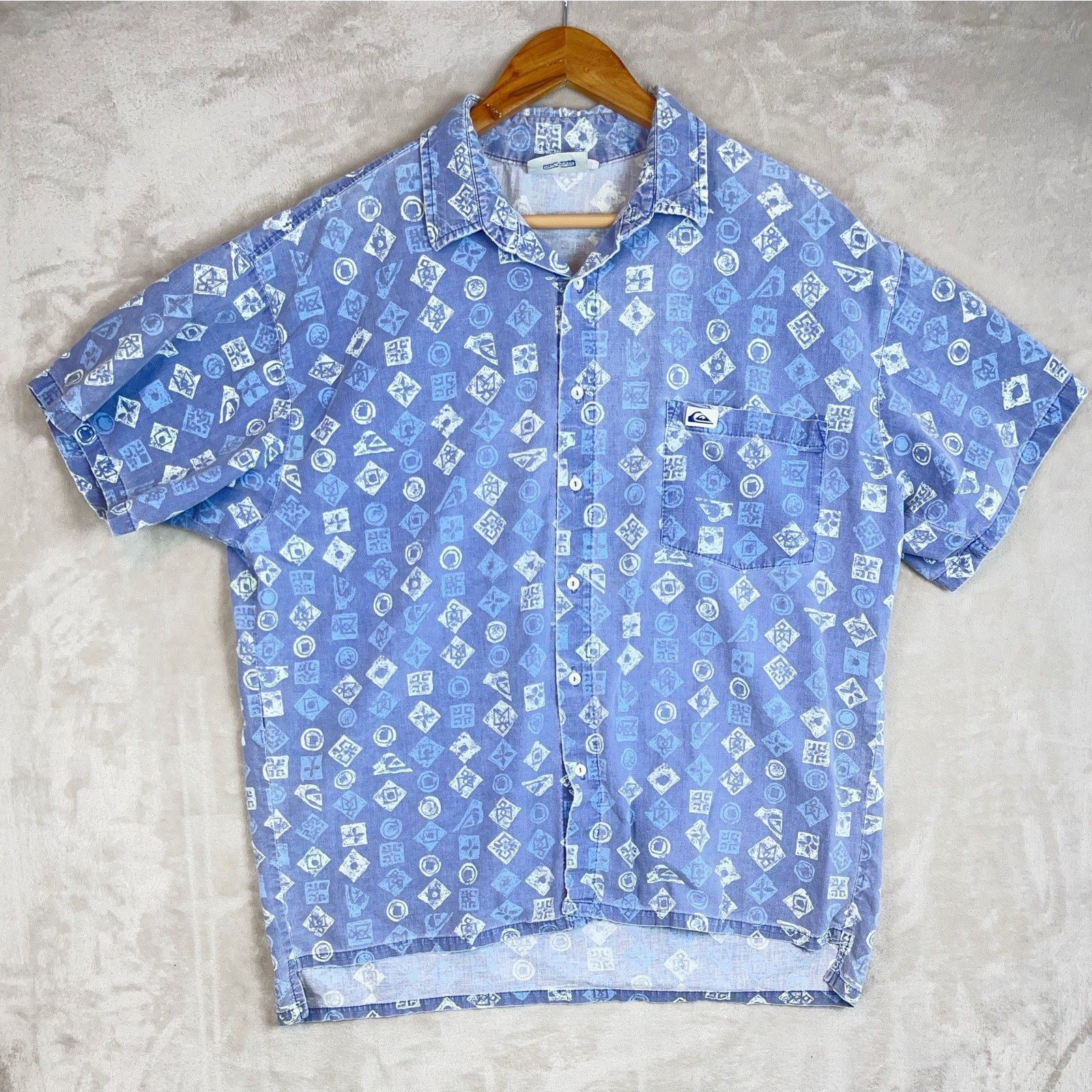 Quiksilver Quicksilver Master Plan Blue Cross Wave Shirt Men's M 90s Size US M / EU 48-50 / 2 - 1 Thumbnail