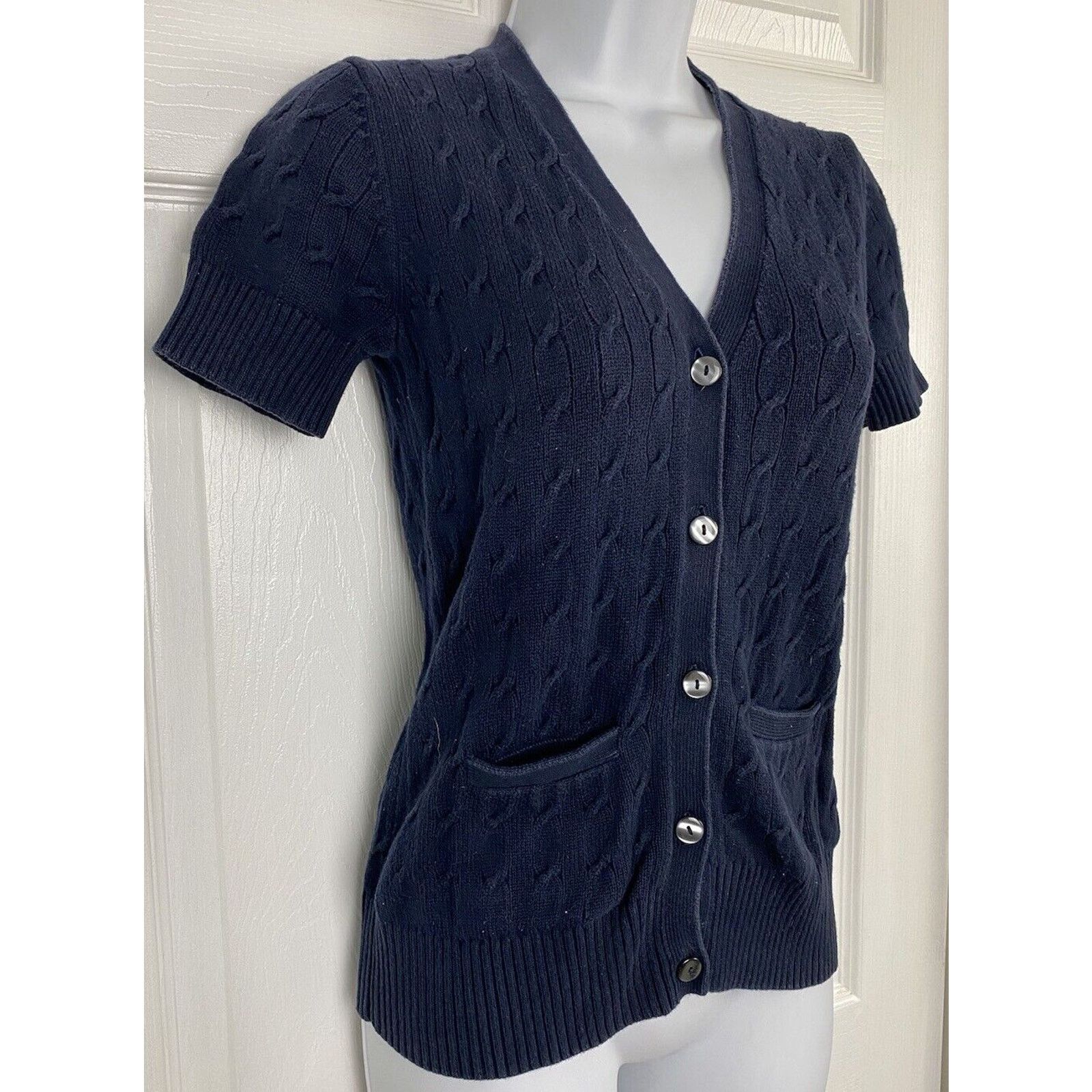 Brooks Brothers Brooks Brothers Cable Knit Short Sleeve Button Up Cardigan Size XS / US 0-2 / IT 36-38 - 3 Thumbnail