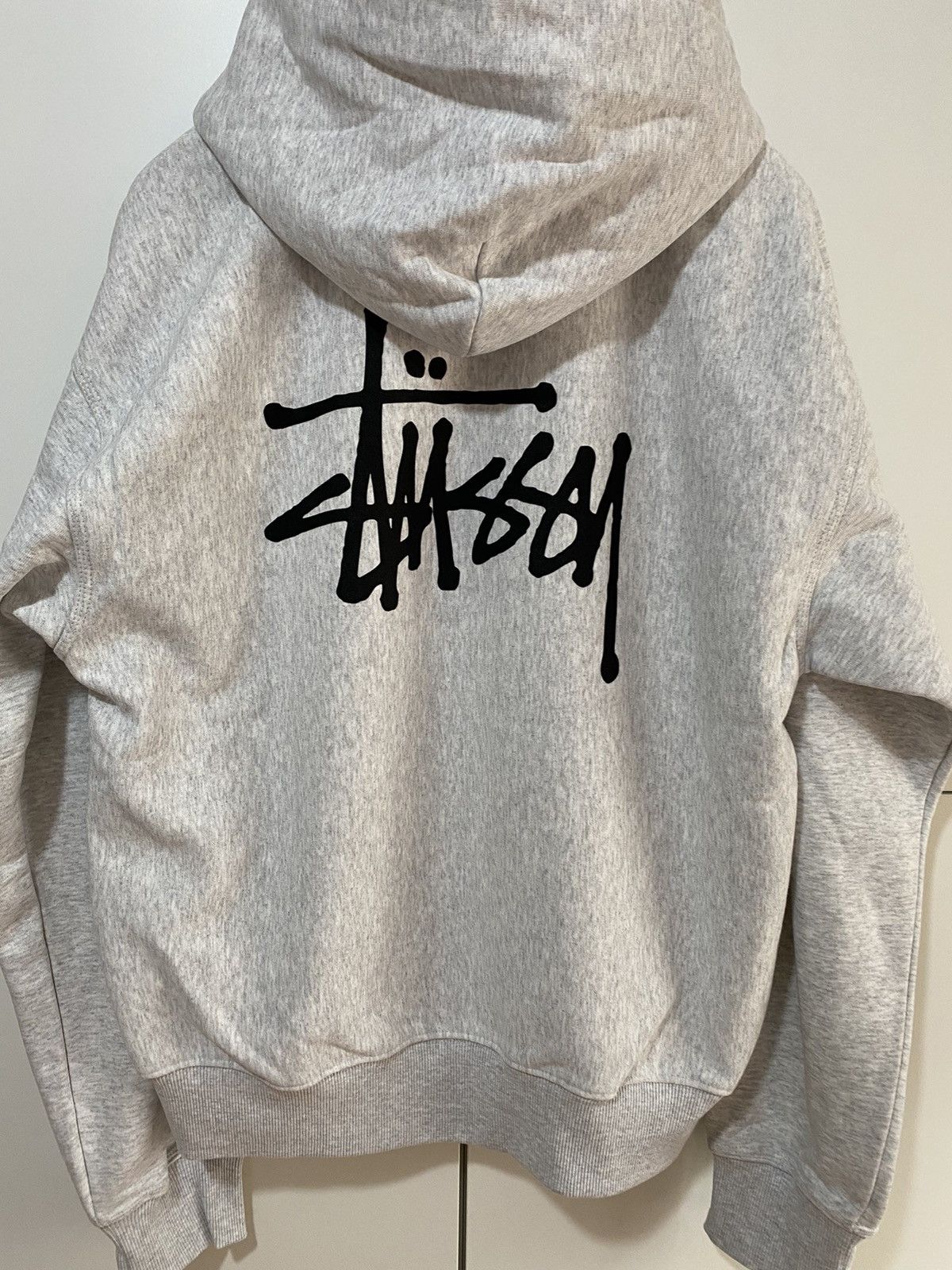 Stussy Gray Basic Logo sweatshirt with front-back print, new Size US XL / EU 56 / 4 - 12 Thumbnail