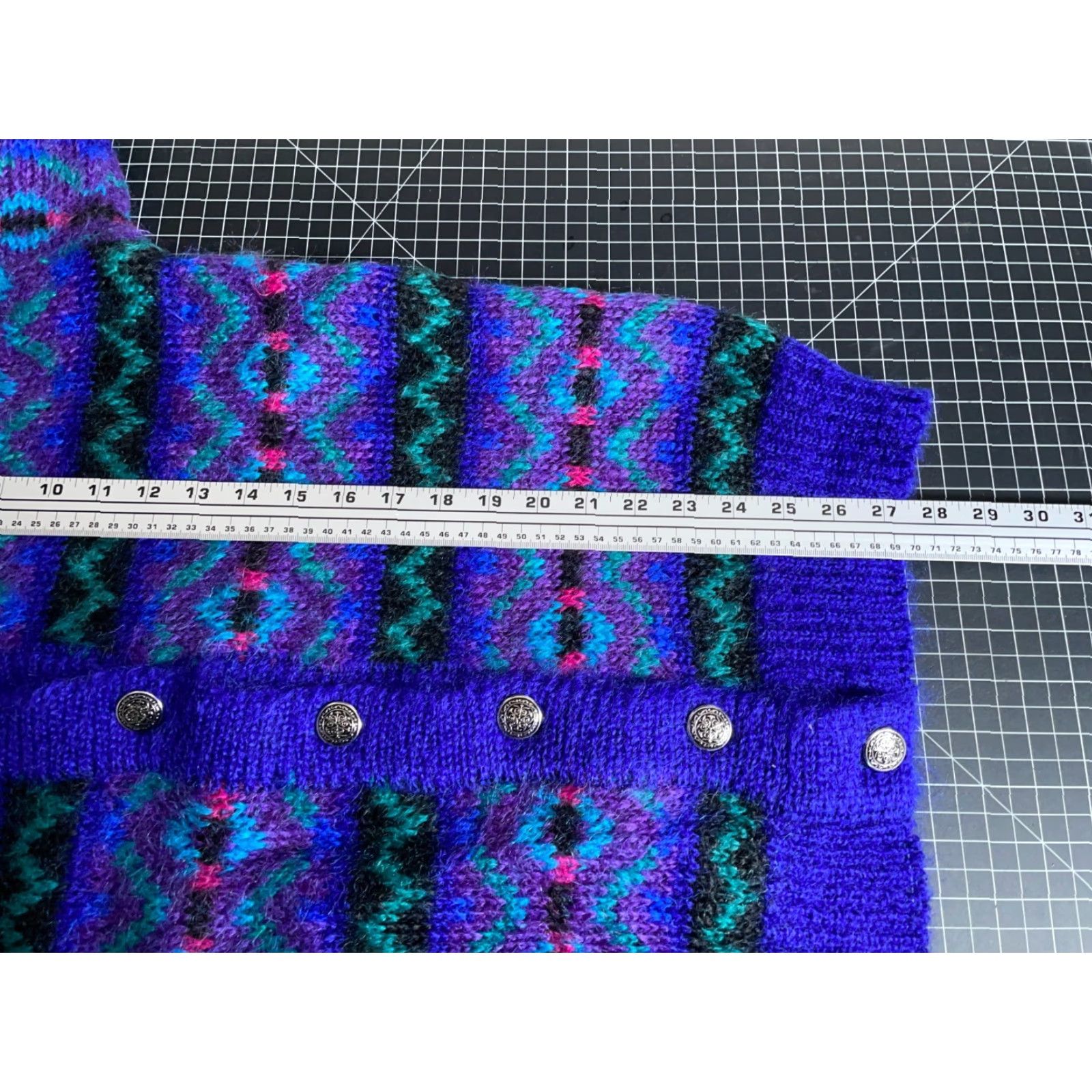 Vintage VINTAGE Icelandic Design Cardigan Sweater Geometric Blue Heavyweight Mohair Blend Long Sleeve Crew Neck Women M Size M / US 6-8 / IT 42-44 - 6 Thumbnail