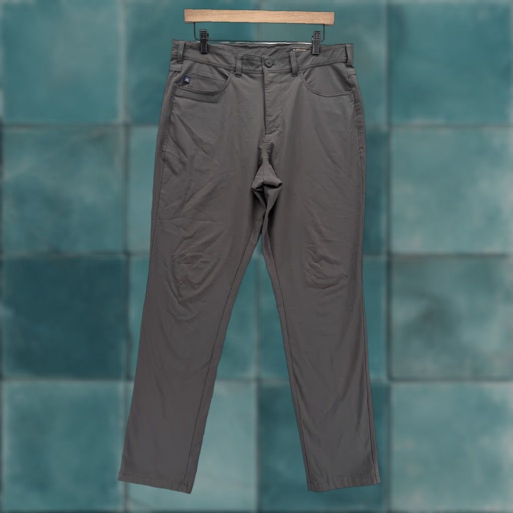 Mizzen+Main Mizzen+Main Helmsman Chino Pants Mens 33x30 Gray Slim Fit Stretch Tech Golf Chino Pockets 5-Pocket Solid Flat Front Zip Front Mens Size US 33 - 1 Thumbnail
