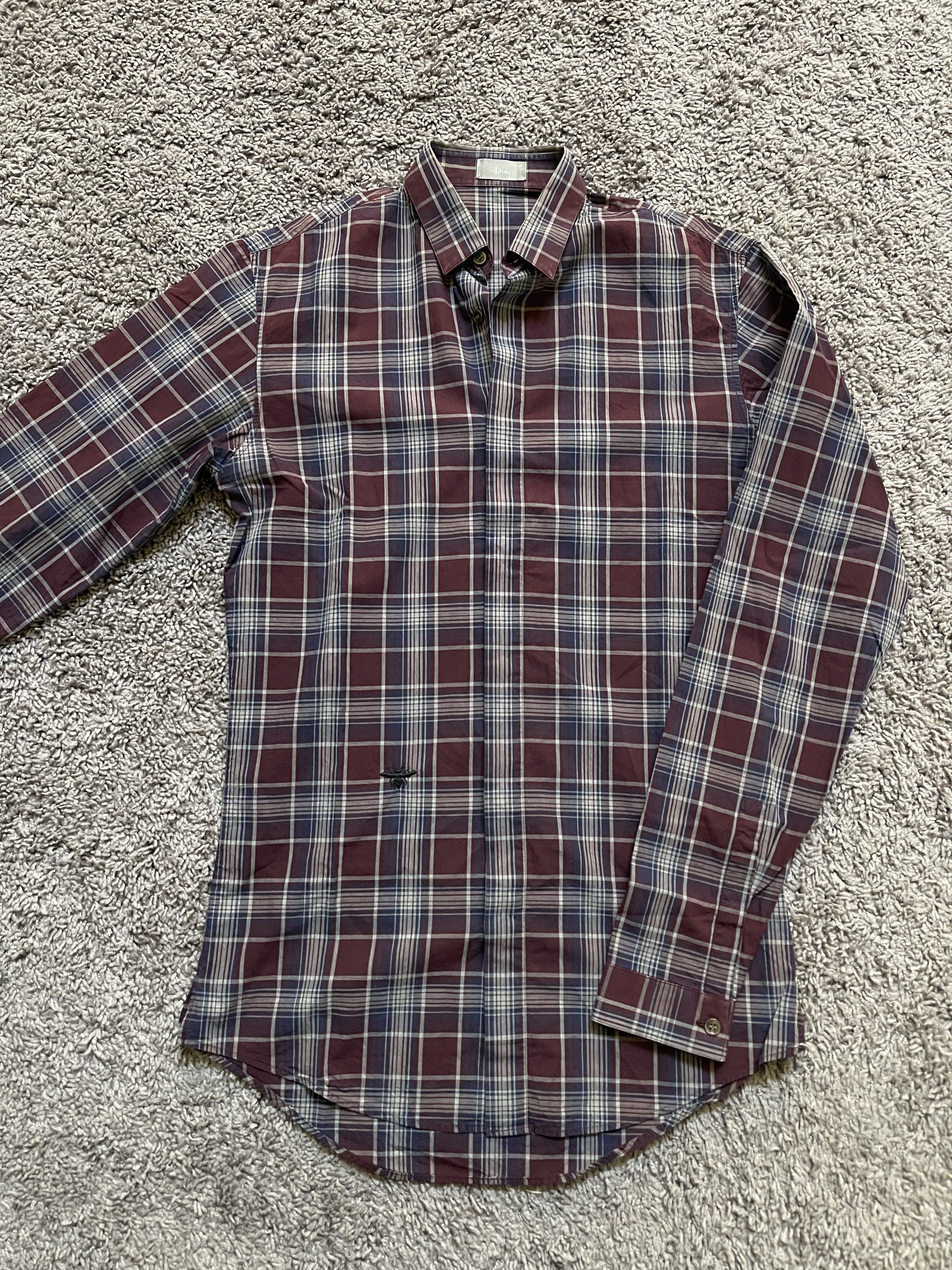 Dior Dior Homme Maroon/Blue Plaid Shirt Size US S / EU 44-46 / 1 - 1 Thumbnail