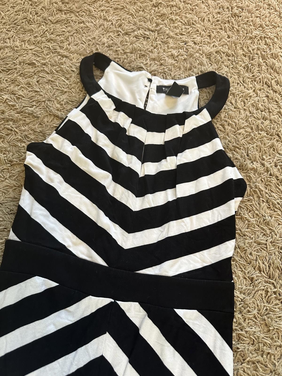 Designer Chic Black & White Striped Maxi Dress Size ONE SIZE - 6 Thumbnail
