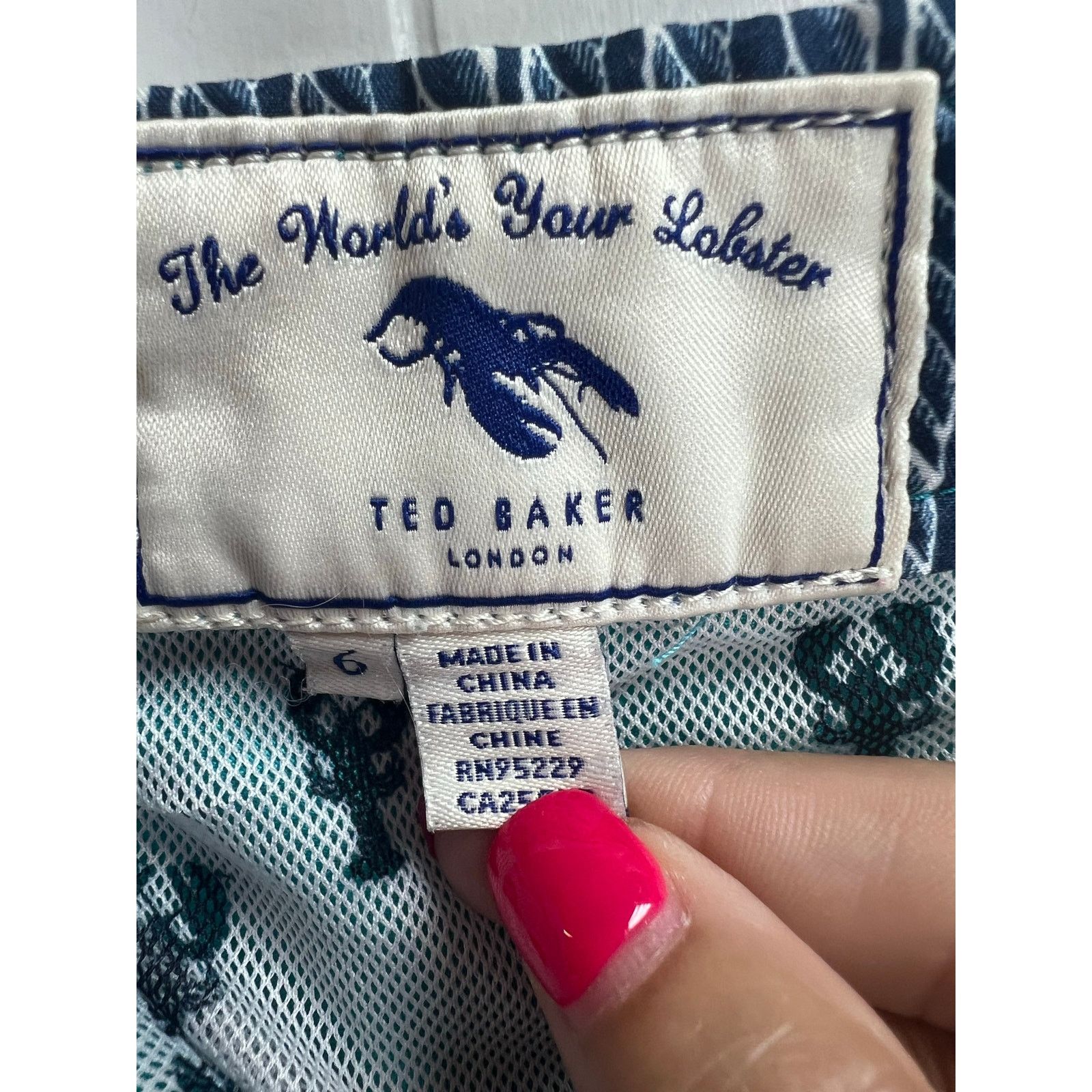 Ted Baker Ted Baker London Teal White Lobster Swim Shorts 6 (XXL) Size US 40 / EU 56 - 3 Thumbnail