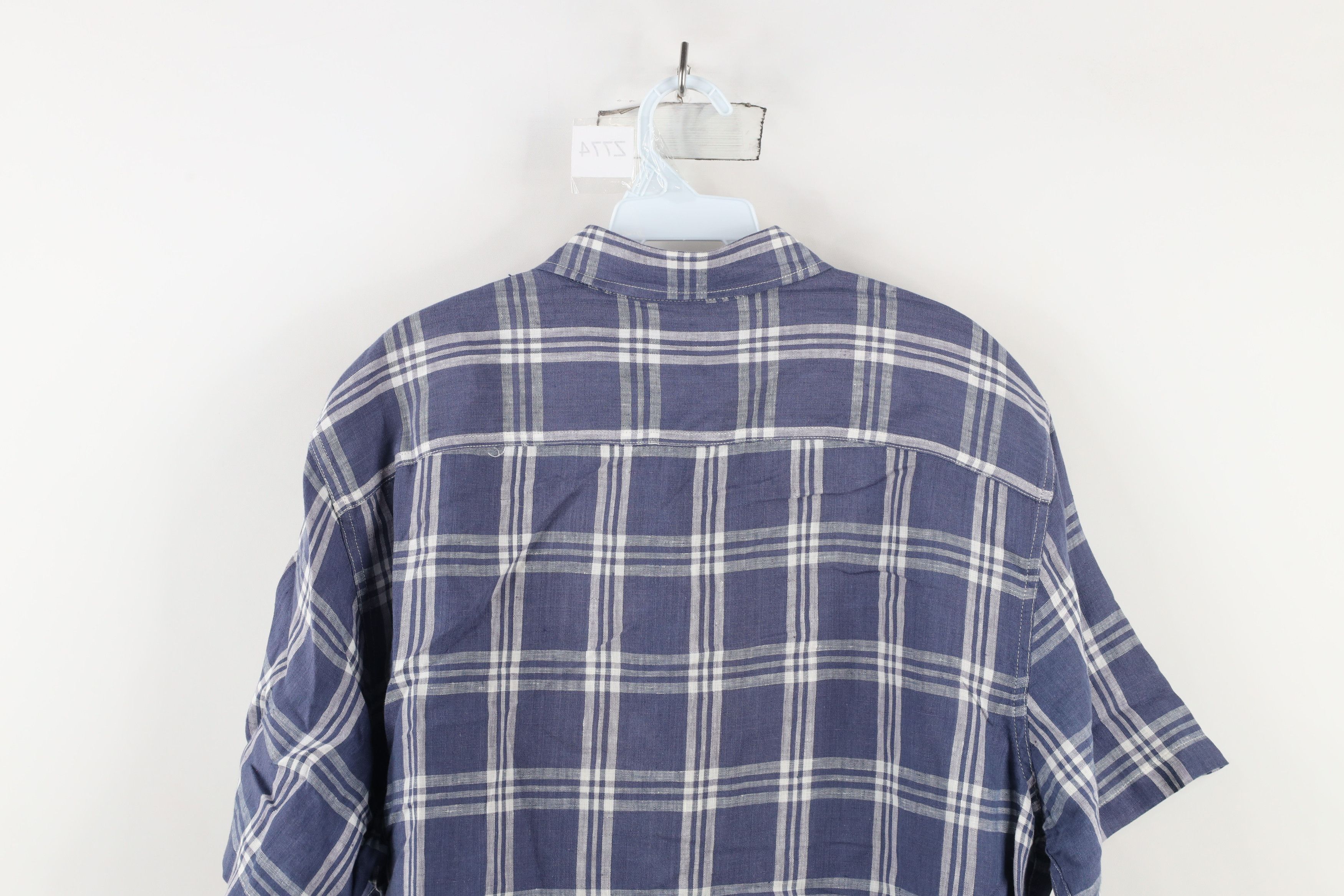Vintage Faherty Brand Linen Short Sleeve Collared Button Shirt Plaid Size US XL / EU 56 / 4 - 9 Thumbnail