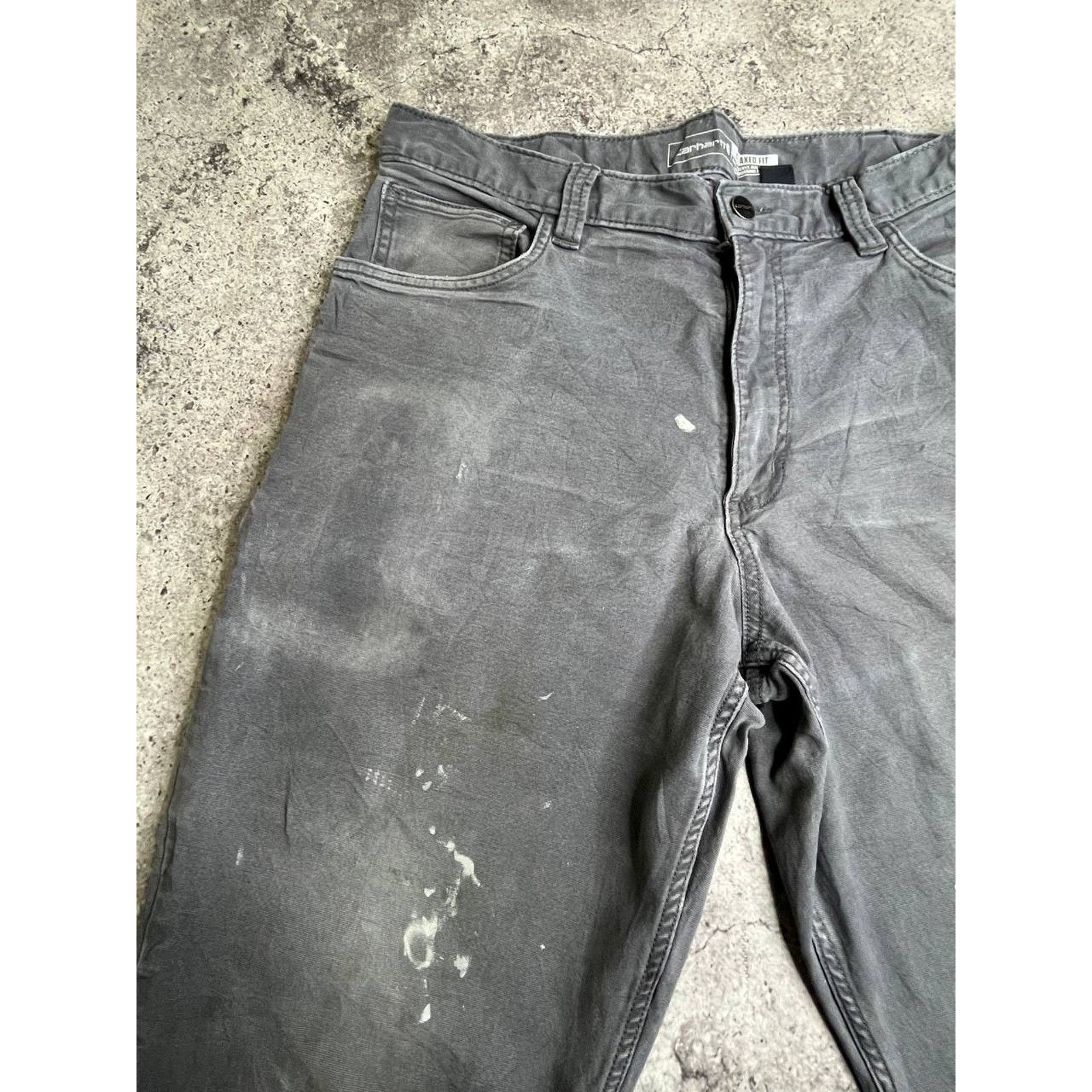 Carhartt Relaxed Canvas Work Pants Faded Grey Paint Splatter