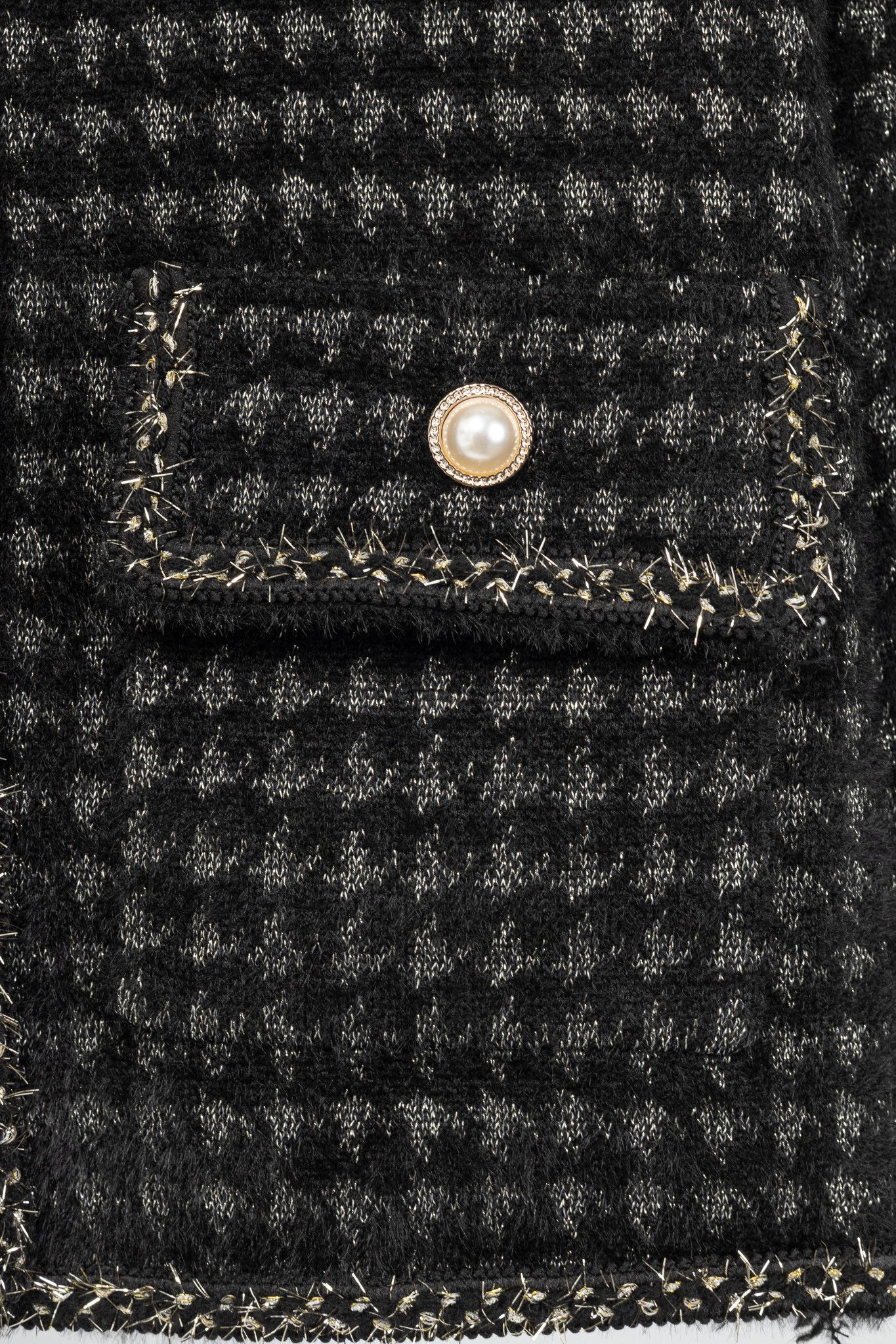 Other C.M.P.55 Black Fuzzy Lurex-Houndstooth Knit Jacket Size ONE SIZE - 8 Thumbnail