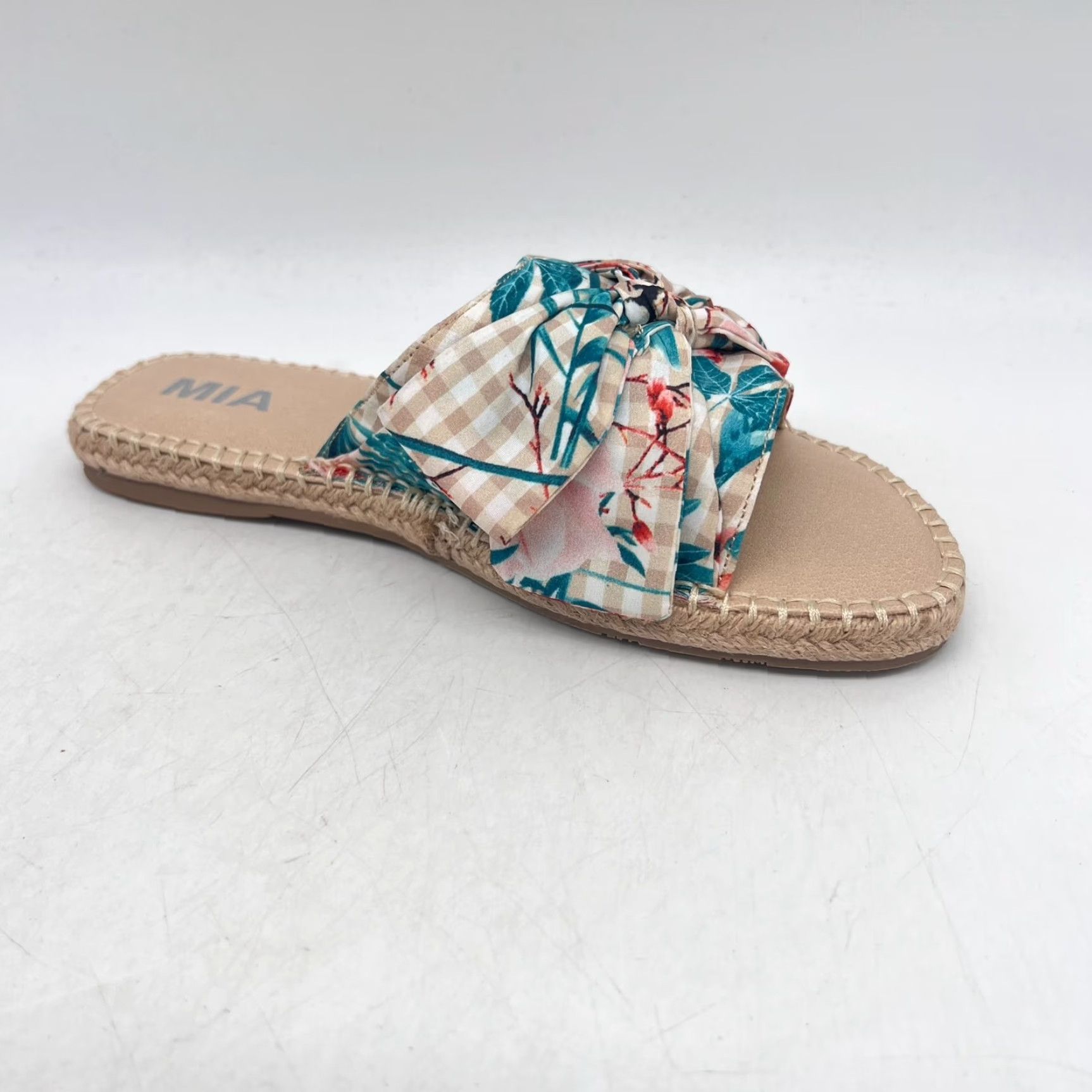 Vintage MIA Women's Brenda Slide Sandals Open Toe Casual Blue Check 8.5 M Size US 6 / IT 36 - 4 Thumbnail