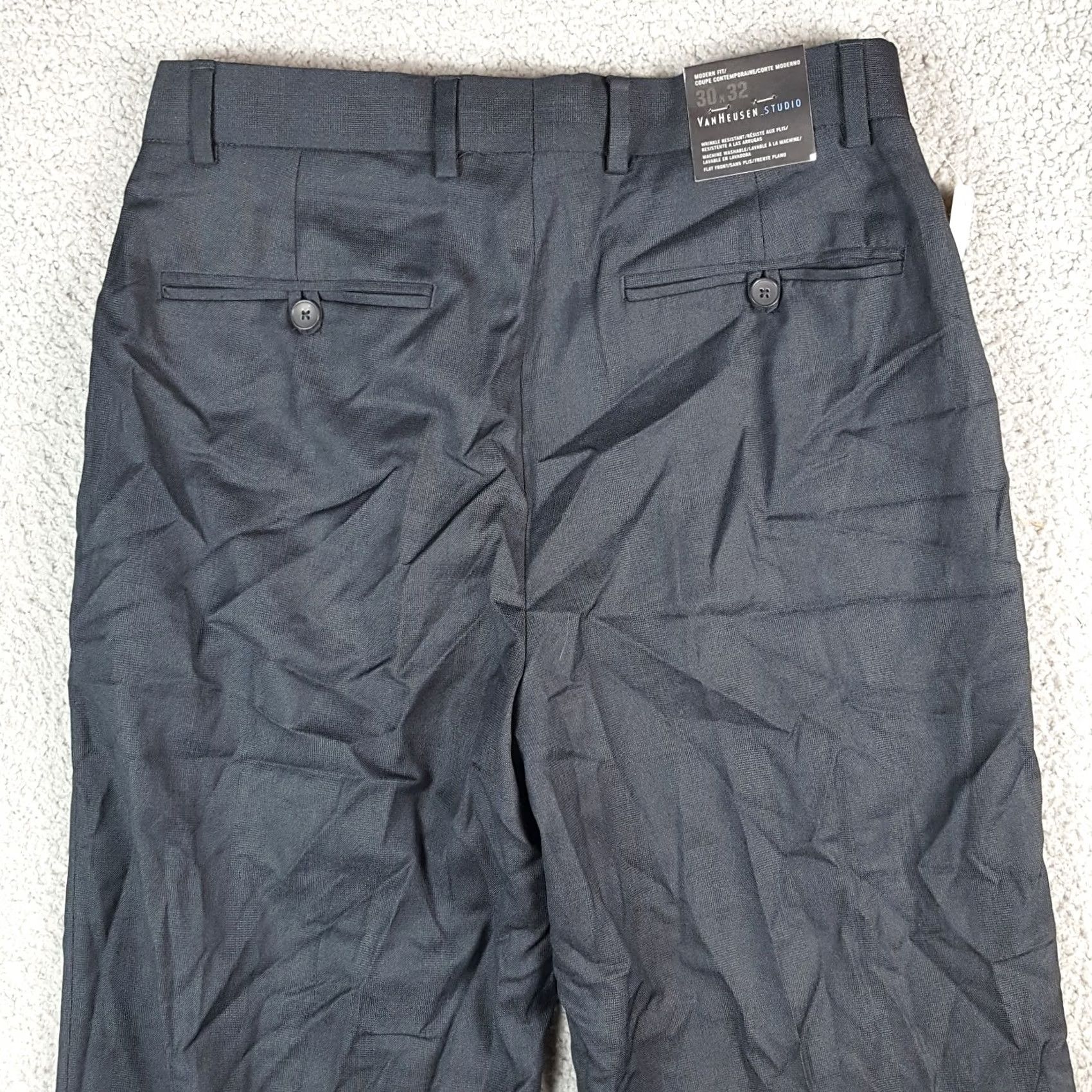 Van Heusen VINTAGE Van Heusen Dress Pants Mens Straight Roofline Gray Herringbone 30x32 Breathable Relaxed 90s Preppy 5Parks Size US 30 / EU 46 - 6 Thumbnail