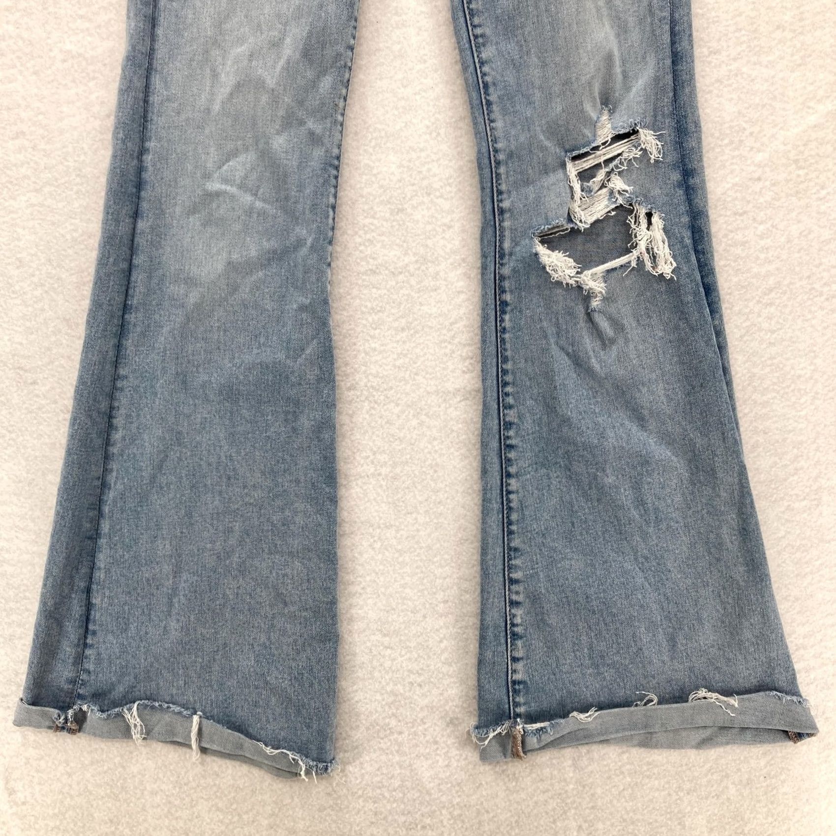 American Eagle Outfitters VINTAGE American Eagle Outfitters Jeans Womens 0 Flared Leg Blue High Rise 29in Stretch Distressed Womens Size 25" / US 0 / IT 36 - 3 Thumbnail