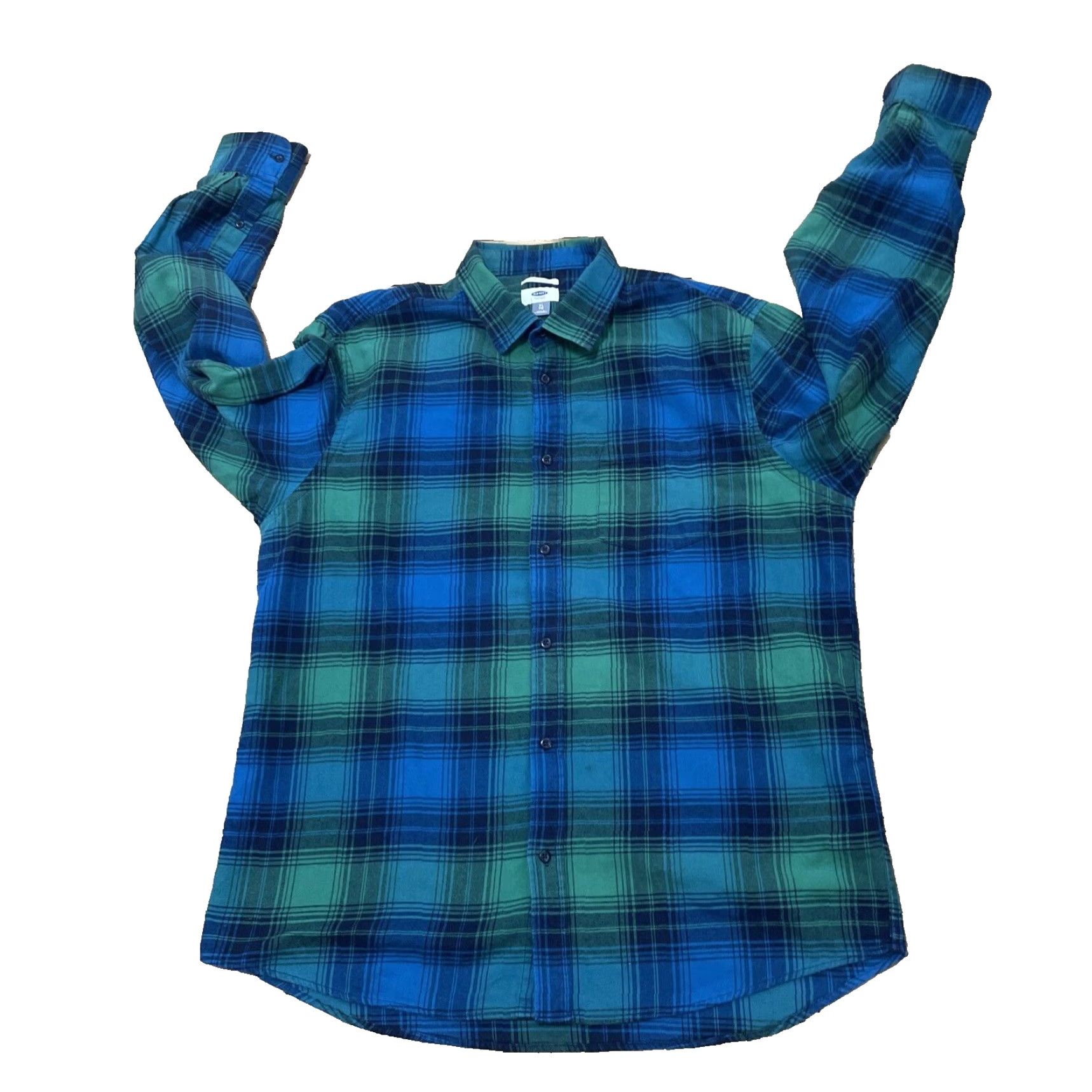 Old Navy OLD NAVY Flannel Shirt Men XL Blue Green Bright Blackwatch Plaid Button-Up Casual Outdoors Critical: Chamois Beach Pilled Size US XL / EU 56 / 4 - 2 Thumbnail