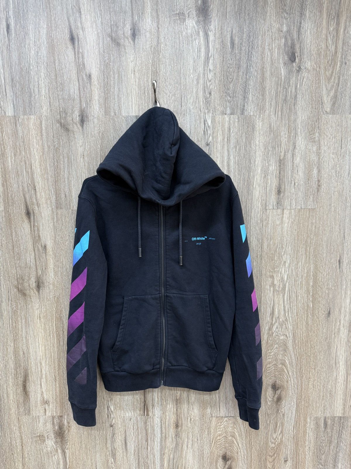 Off White Zip Up Hoodie