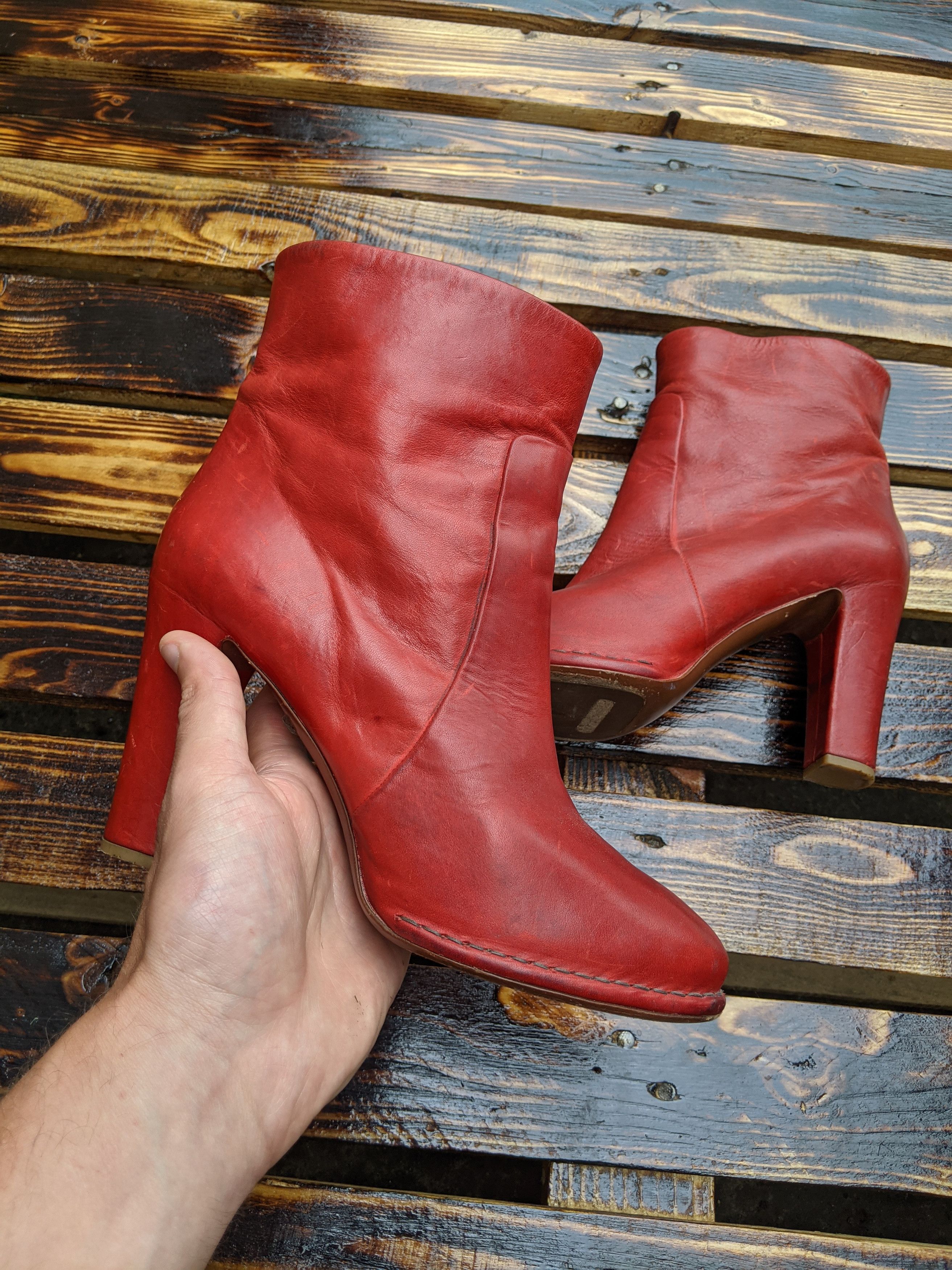 Genuine Leather × Vintage Roberto Del Carlo Red Leather Boots Size EU 38.5 US 7 Size US 8.5 / IT 38.5 - 6 Thumbnail