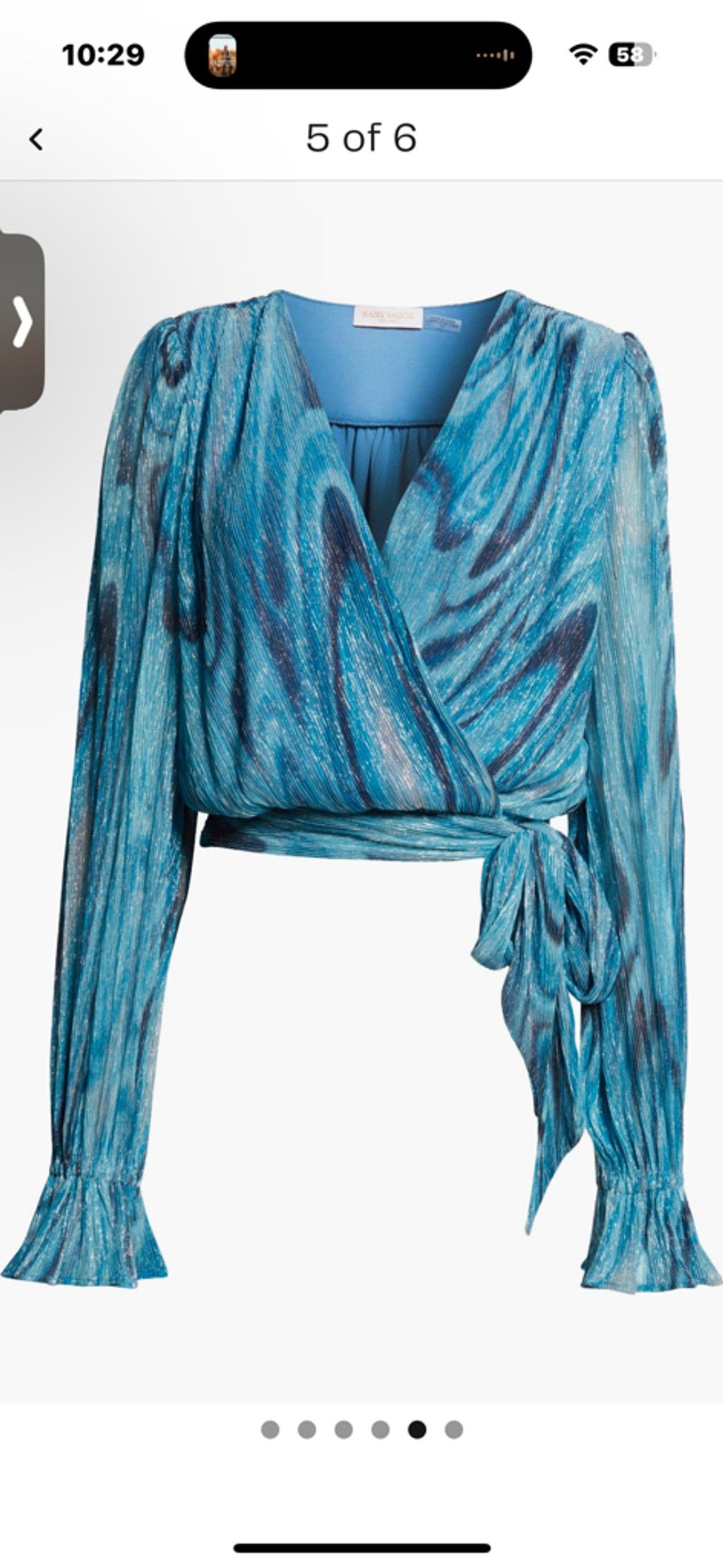 Ramy Brook Ramy Brook Metallic Blue Wrap Blouse w/ Tie Waist -Small NWT Size S / US 4 / IT 40 - 3 Thumbnail