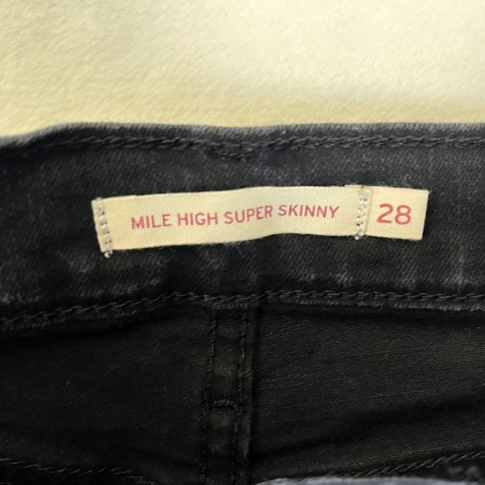 Levi's VINTAGE Levi's Mile High Super Skinny Jeans Womens 28 Black Distressed Stretch Denim Size 28" / US 6 / IT 42 - 5 Thumbnail