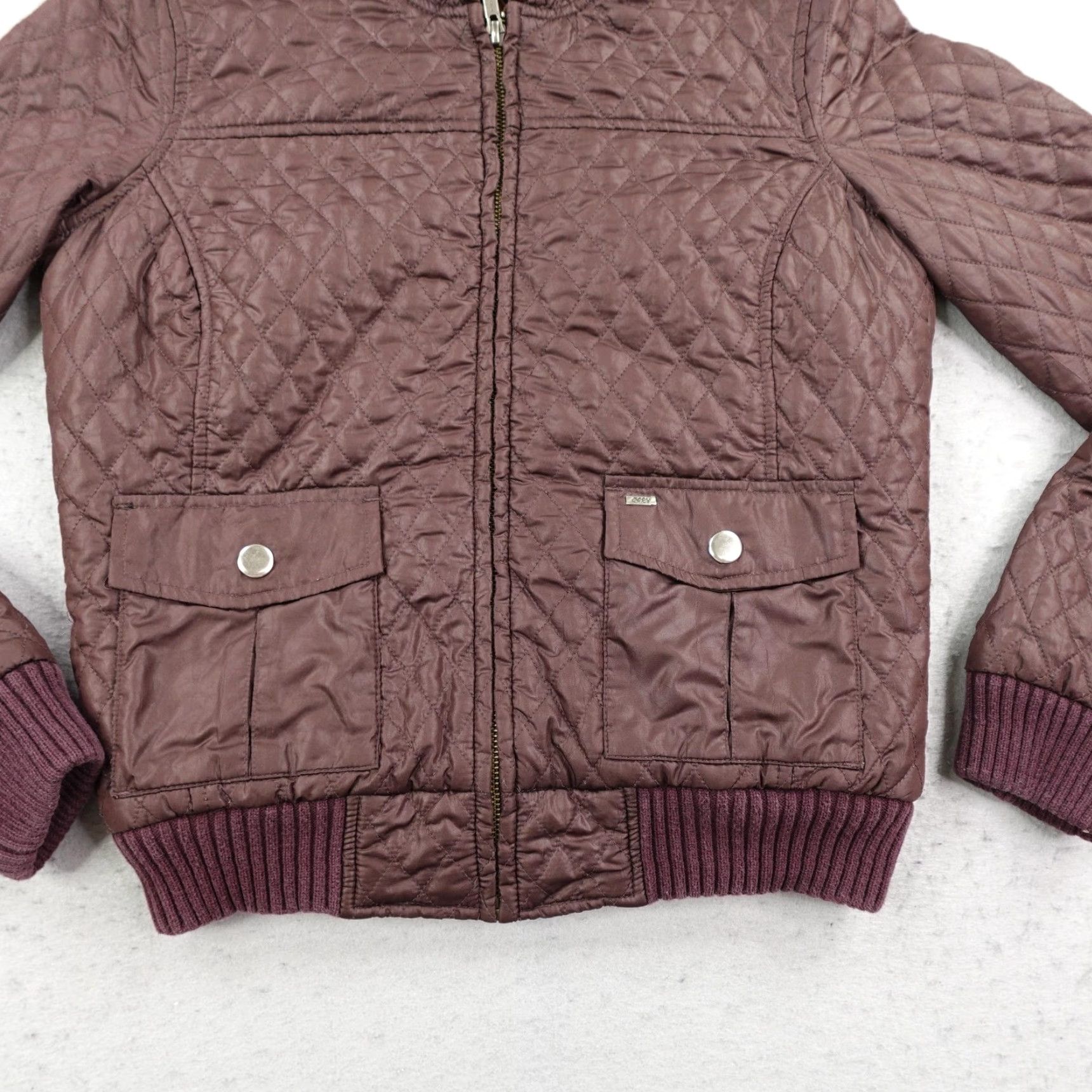 Obey OBEY Jacket Women’s Small Brown Quilted Puffer Sherpa Lined Coat Full Zip Y2K Size S / US 4 / IT 40 - 3 Thumbnail