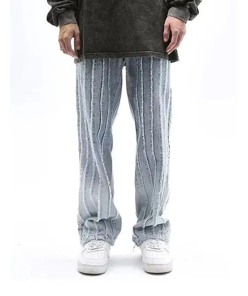 Jean Striped Baggy Flared Wide Leg Jeans y2k retro Size US 32 / EU 48 - 1 Thumbnail