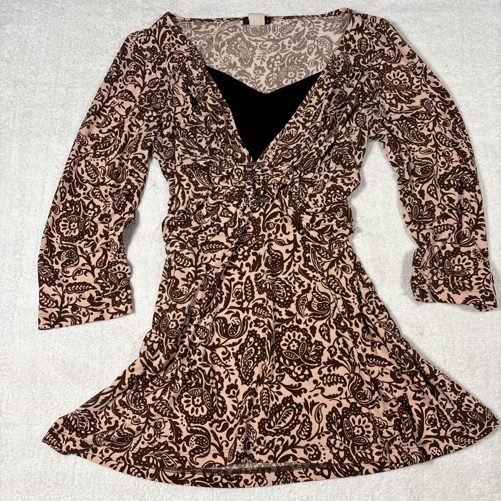 Other vintage office siren brown an pink blouse with ring detail Size L / US 10 / IT 46 - 2 Thumbnail