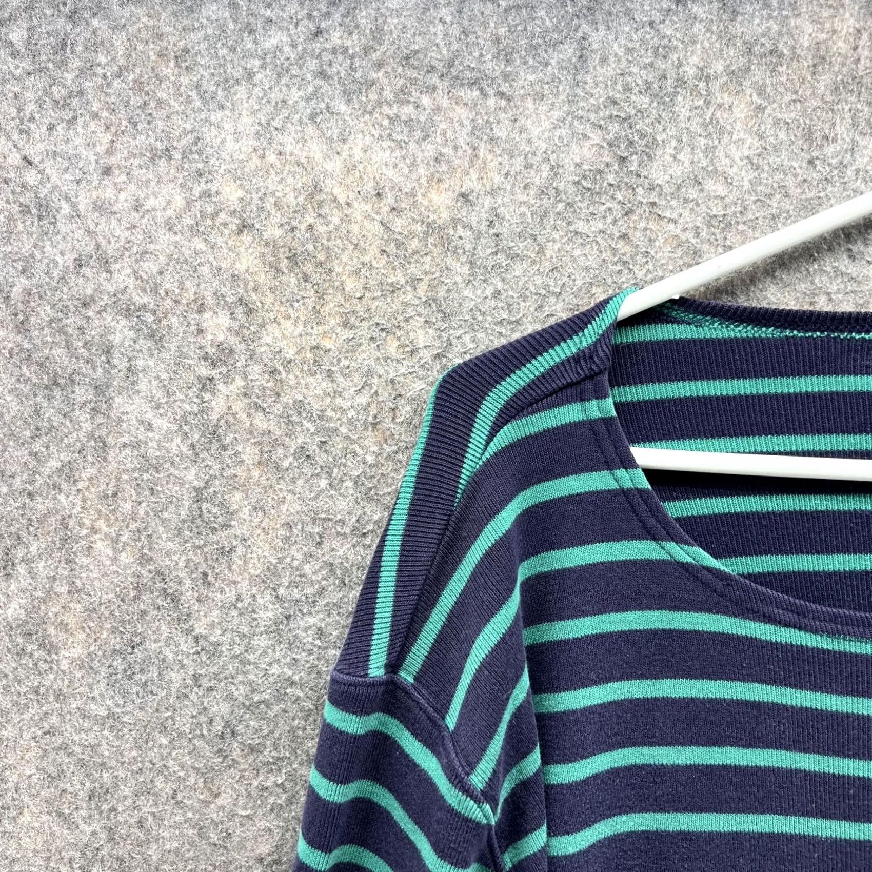 Vintage .L. Bean Shirt Women Extra Large Black Blue Striped Regular Fleece Knit Top Size XL / US 12-14 / IT 48-50 - 7 Thumbnail