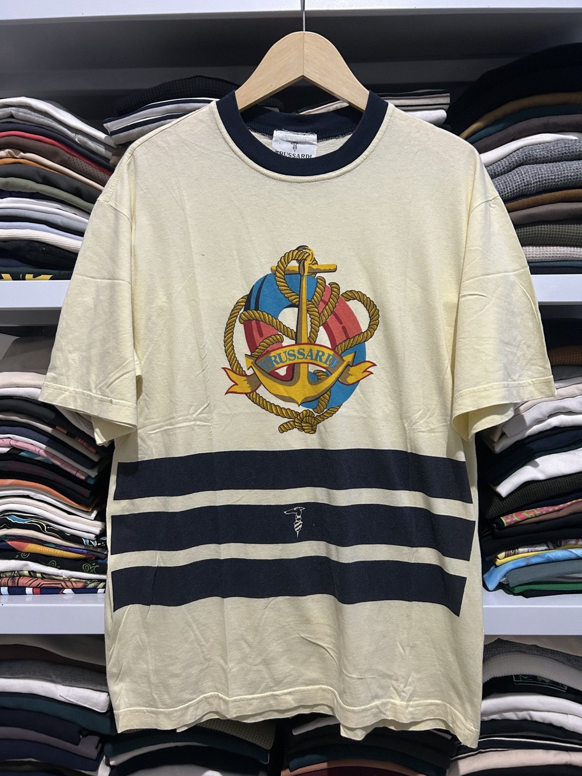 Trussardi Vintage 90s Trussardi Big logo Printed tee Size US XL / EU 56 / 4 - 1 Thumbnail