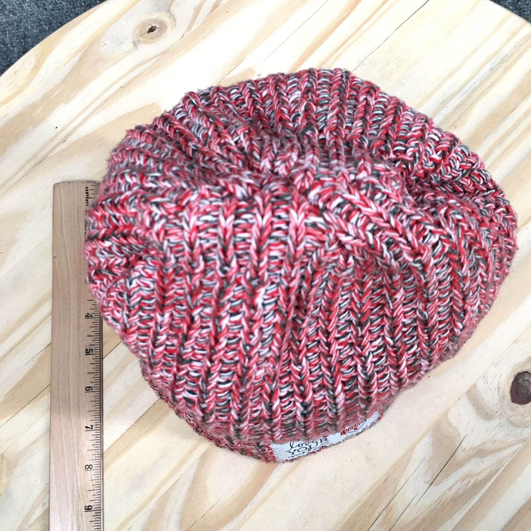 Vintage Love Your Melon Beanie Hat Womens One Size Adjustable Cotton Red Winter Size ONE SIZE - 4 Thumbnail