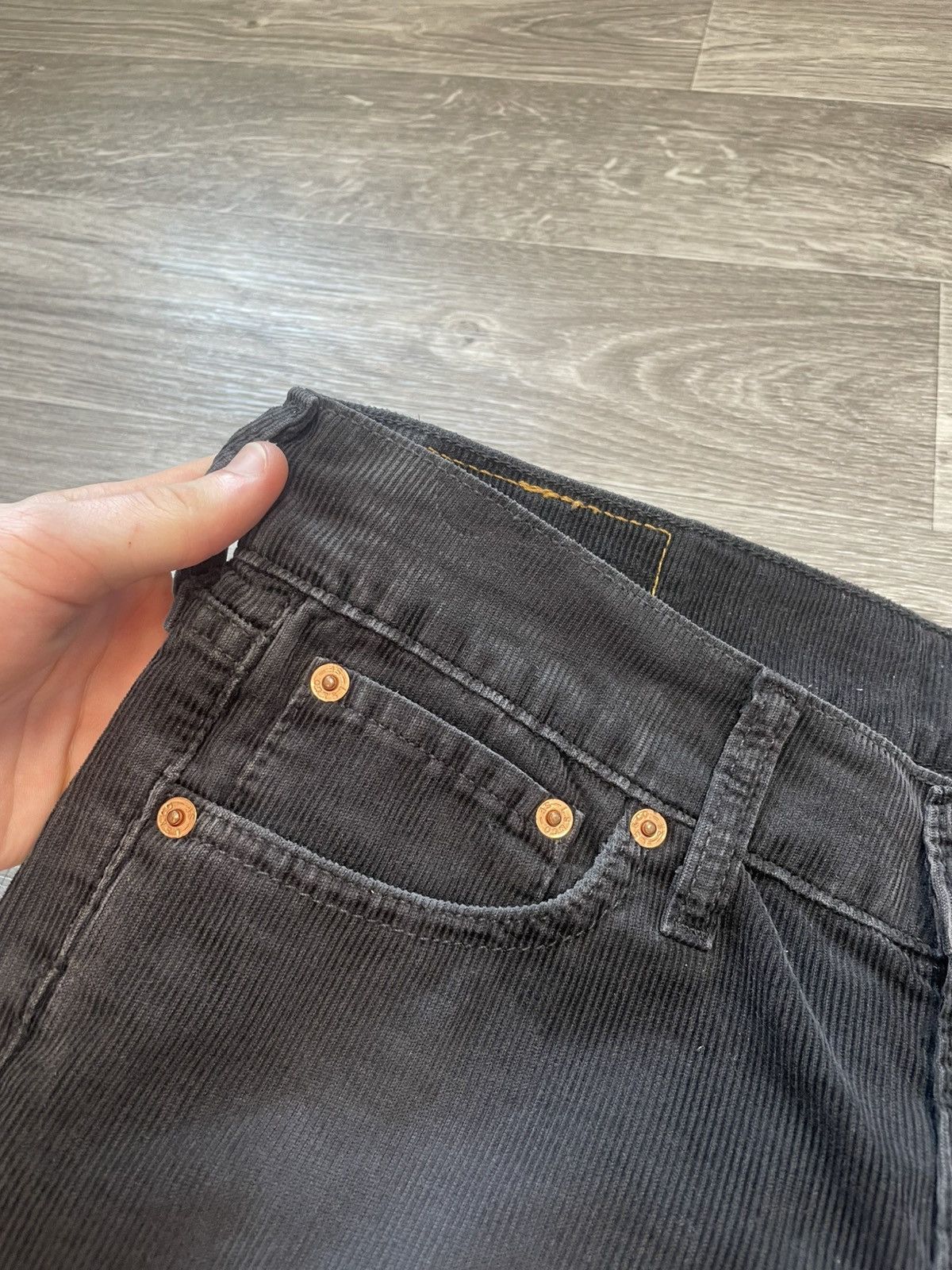 Levi's 29/34 Vintage Levis Black Corduroy Velvet Patchwork Pants Size 29" - 9 Thumbnail