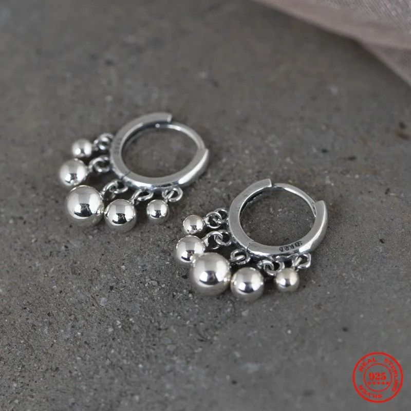 Jewelry Tassel Hoop Earrings 925 Sterling Silver Jewelry Gift Size ONE SIZE - 3 Thumbnail