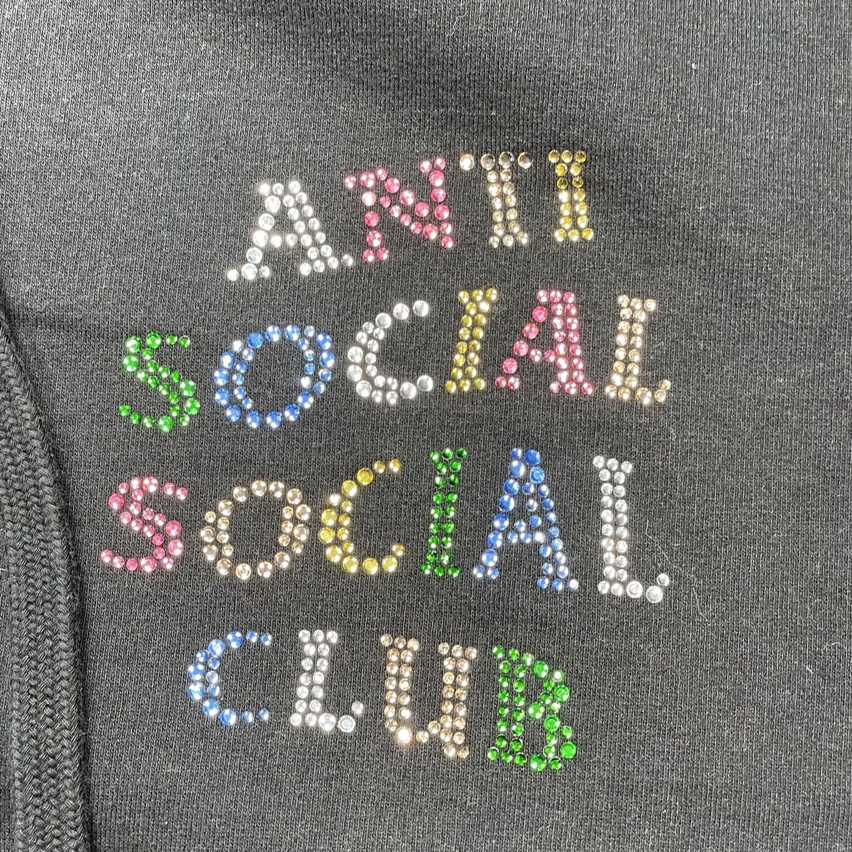 Anti Social Social Club VINTAGE Anti Social Social Club Hoodie Mens XL Black Rhinestone Logo Fleece Pullover Size US XL / EU 56 / 4 - 4 Thumbnail