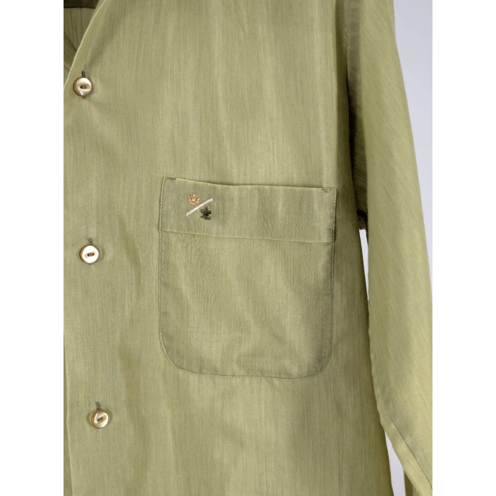 Atomic VINTAGE Bamberger's Shirt Rockabilly 1960s Green Embroidered Pocket Long Sleeve Button-Front Mens/Unisex 40 Chest Size US L / EU 52-54 / 3 - 4 Thumbnail