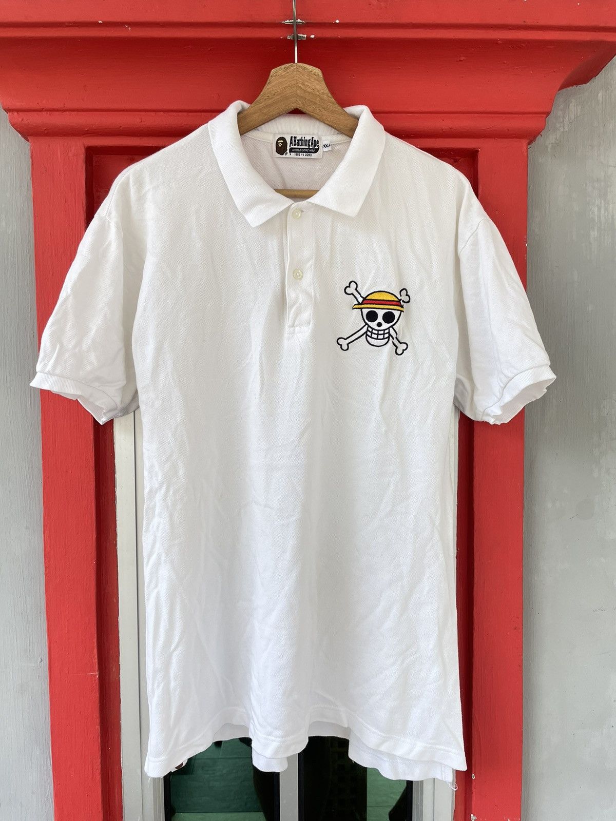 image of Anima x Bape One Piece Polo Tee in White, Men's (Size 2XL)