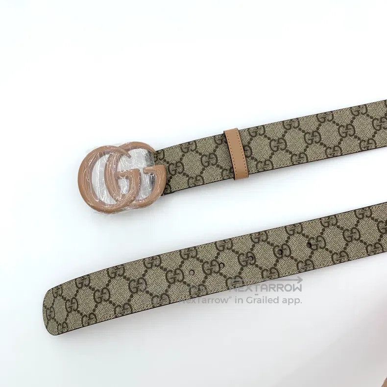 Gucci Gucci Brown logo jacquard full print smooth buckle belt Size ONE SIZE - 4 Thumbnail
