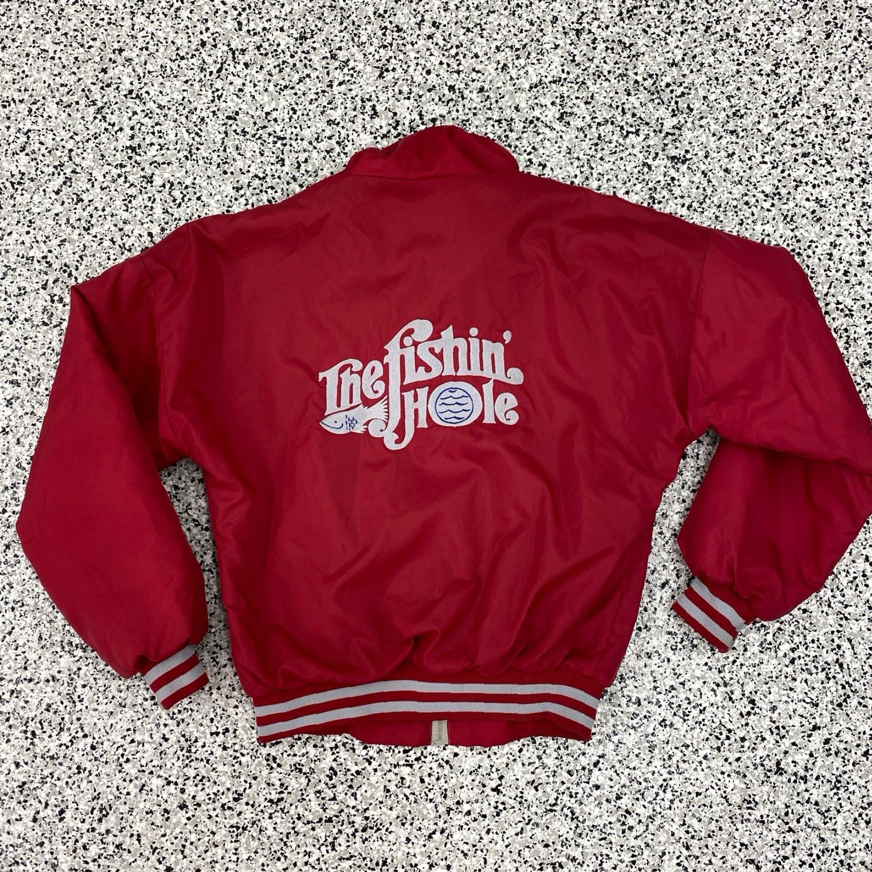 J Brand VINTAGE ESPN The Fishin Hole Jacket K Brand Medium Red Varsity Jacket Mens USA Embroidered Size US M / EU 48-50 / 2 - 4 Thumbnail