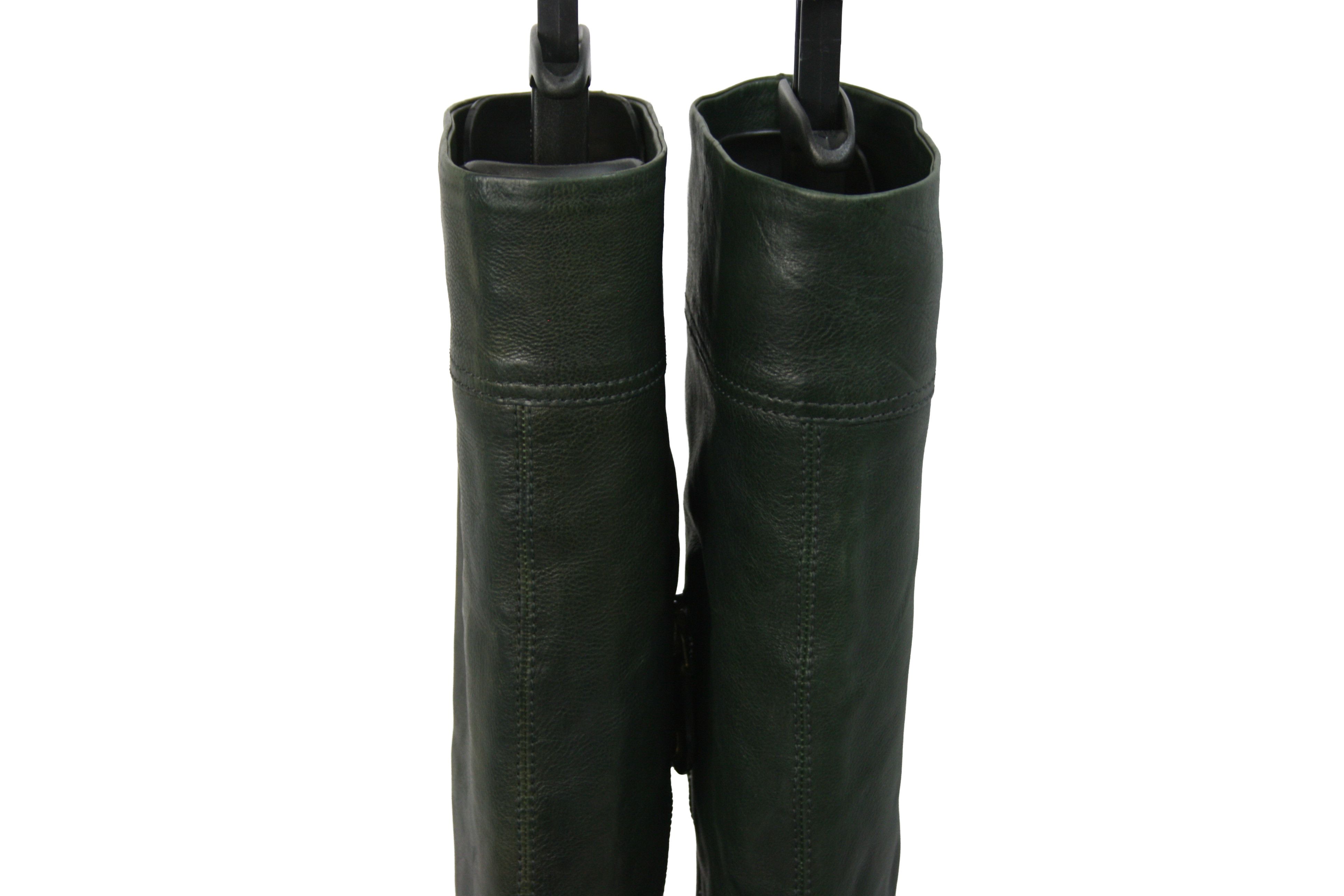 Car Shoe By Prada Biker Riding Knee High Boots Size US 7.5 / IT 37.5 - 10 Thumbnail