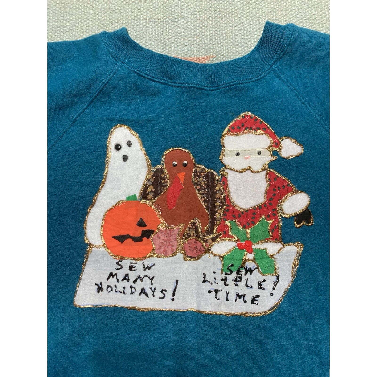 Vintage VINTAGE Sweatshirt Christmas XL Men Crewneck Blue Pullover Ugly Handmade Holiday Halloween Size US XL / EU 56 / 4 - 2 Thumbnail