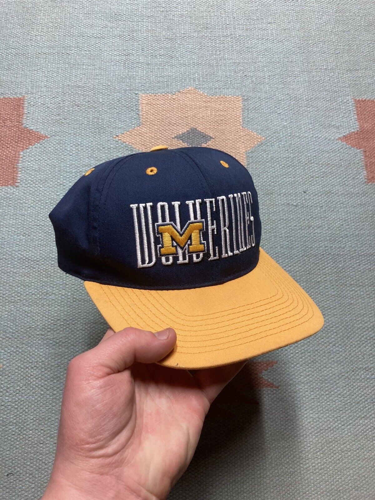 Vintage 90s SnapBack hat university of Michigan wolverines spell out Size ONE SIZE - 1 Thumbnail