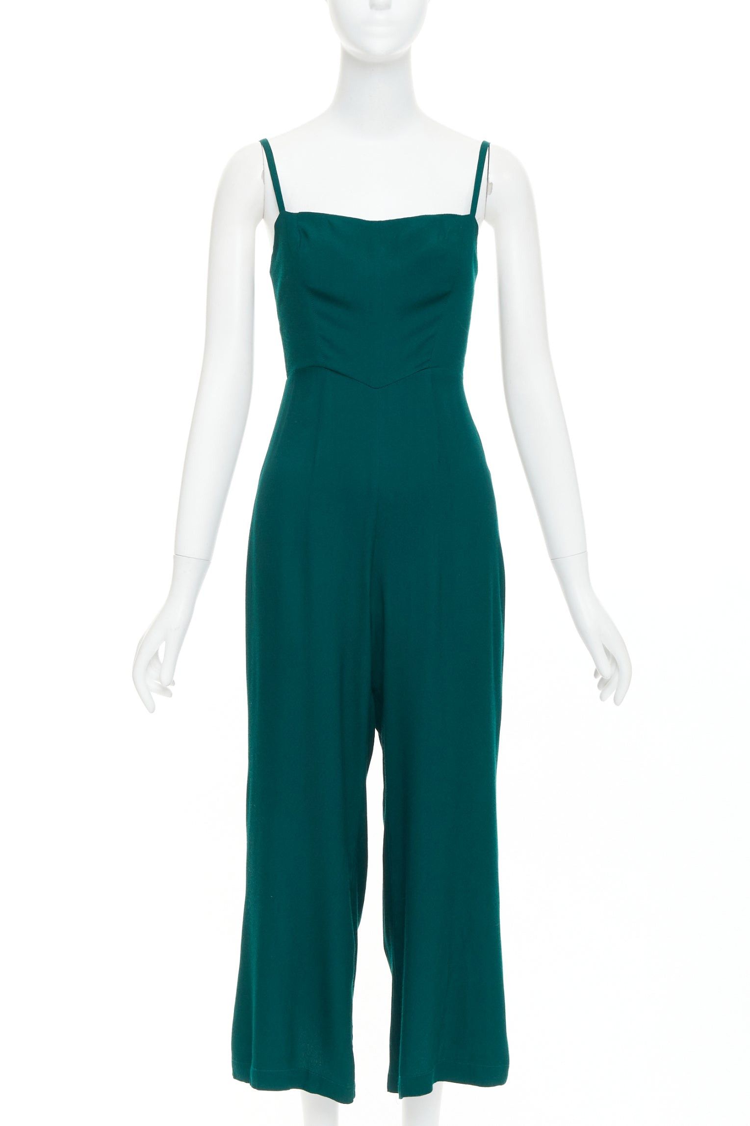 Reformation REFORMATION forest green viscose blend square neck cropped jumpsuit US0 XS Size 26" / US 2 / IT 38 - 1 Thumbnail