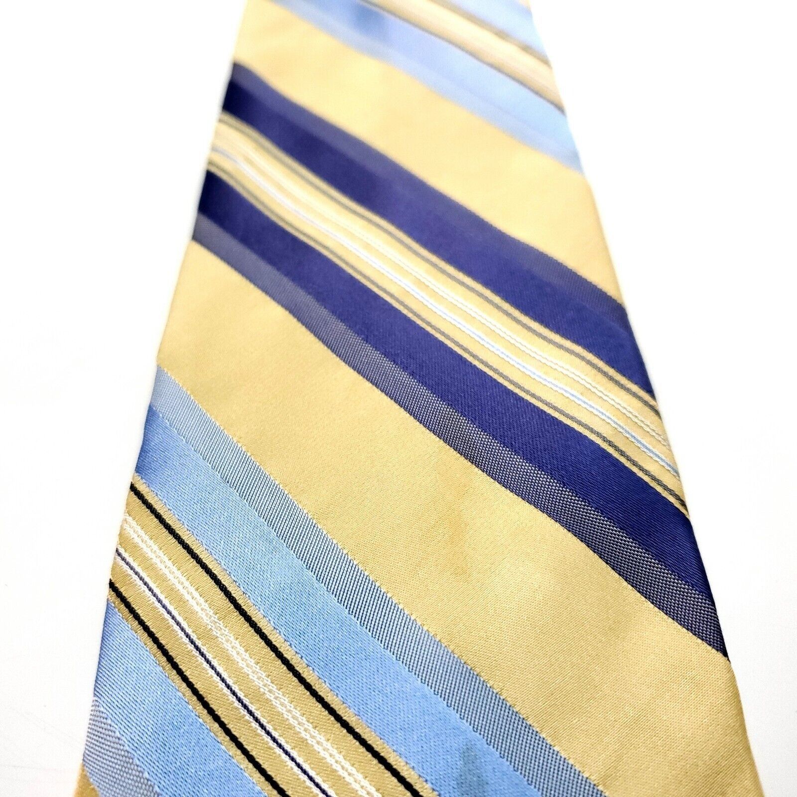 Perry Ellis Perry Ellis Portfolio Yellow/Beige & Blue Silk Tie Woven Reg Size ONE SIZE - 2 Thumbnail