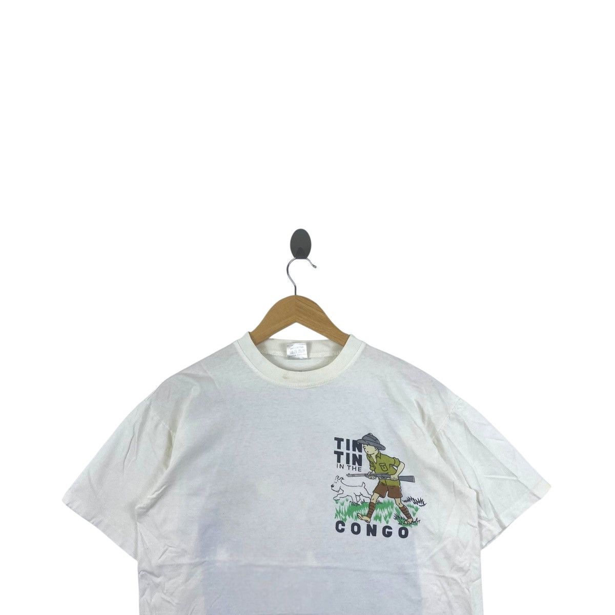 Vintage Vintage THE ADVENTURES OF TINTIN Congo Movie Tee Shirt Size US M / EU 48-50 / 2 - 3 Thumbnail