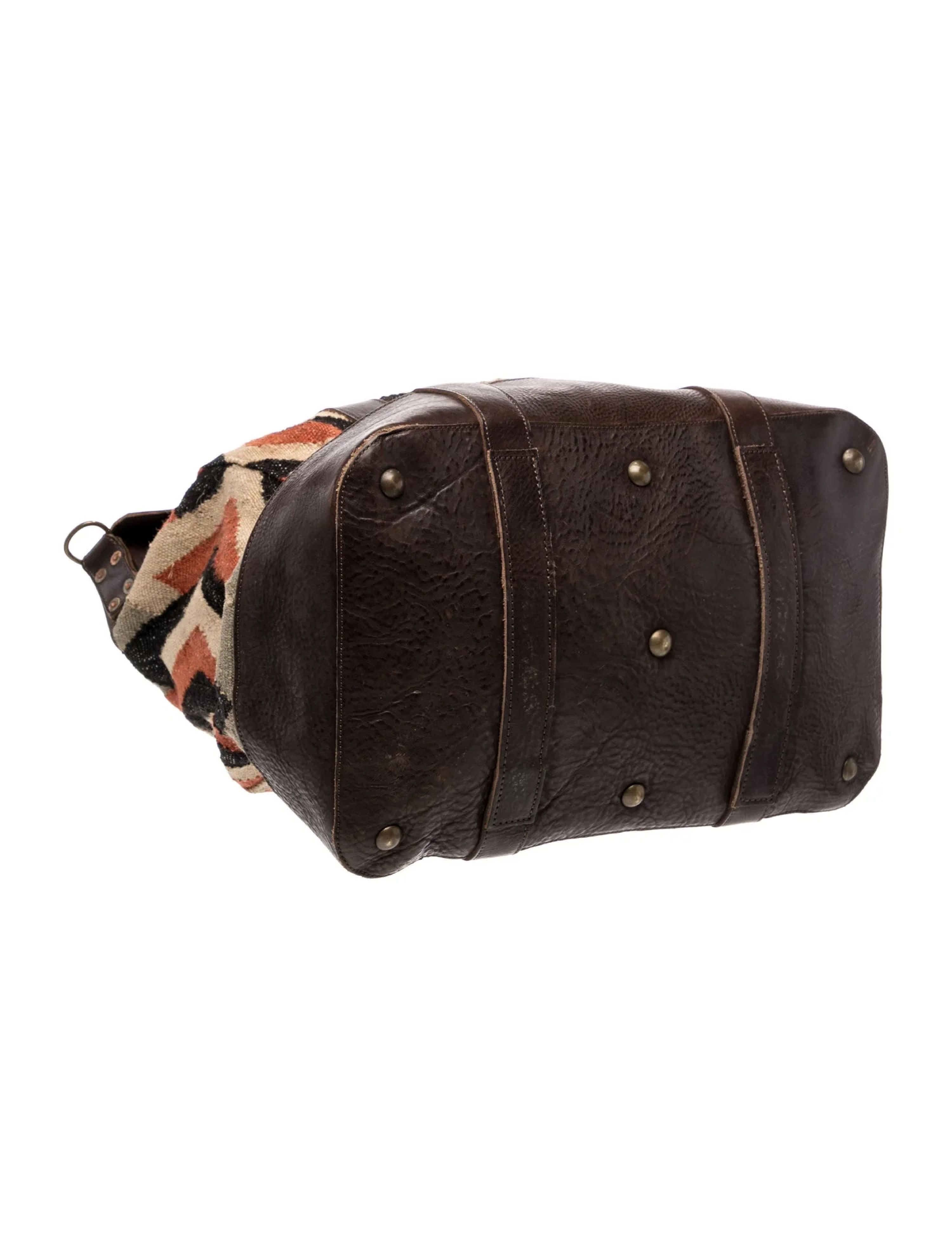 RRL Ralph Lauren RRL Double RL Navajo Blanket-Style Leather Duffel Bag Size ONE SIZE - 4 Thumbnail