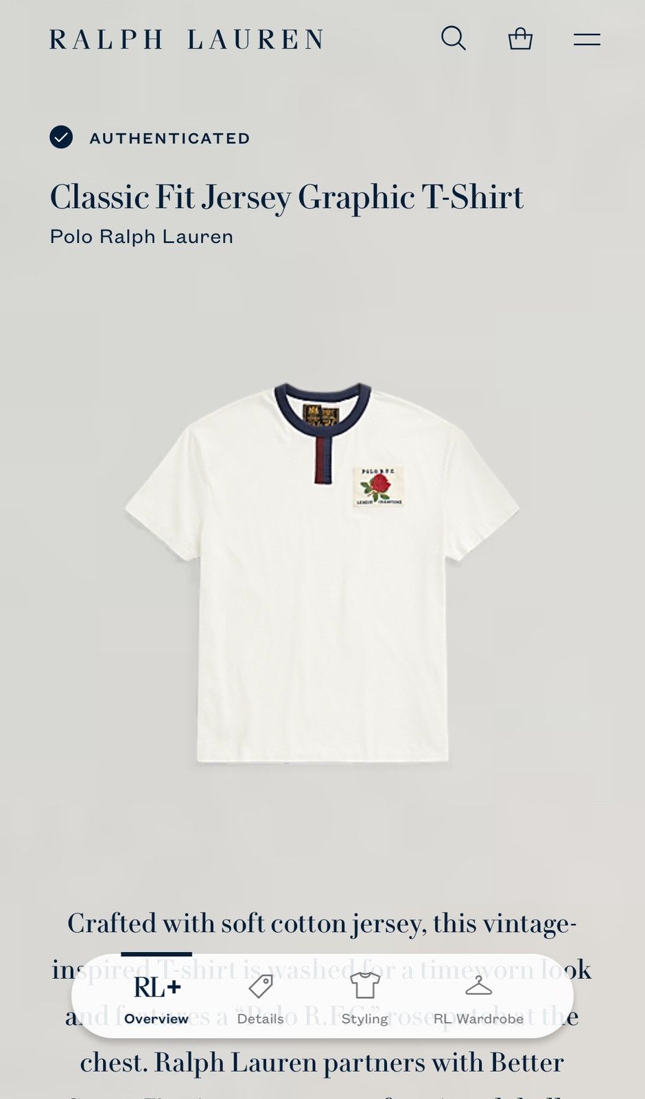 Polo Ralph Lauren Polo Ralph Lauren R.F.C. League Champions Athletic Team Tee Size US L / EU 52-54 / 3 - 3 Thumbnail