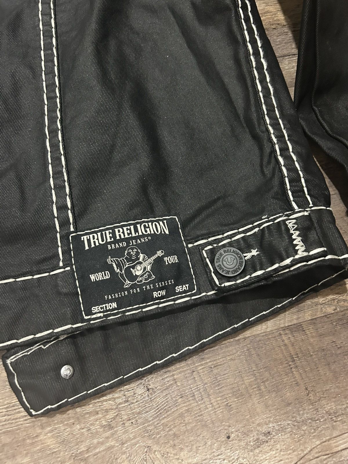 True Religion 🕷️ Waxed Denim Black & White Super T Jacket 🕷️ Size US XL / EU 56 / 4 - 6 Thumbnail
