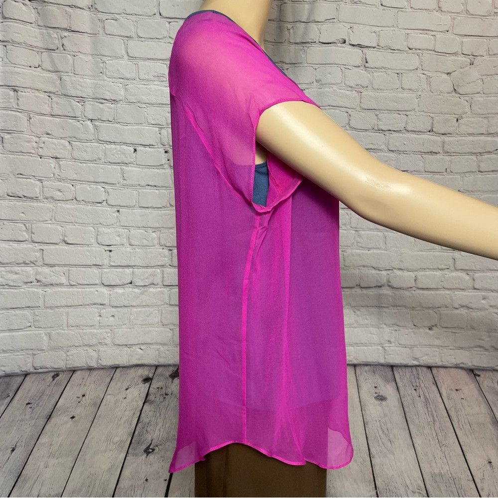 Drew Drew Silk Layered Pink Blue Short Sleeve Top Size M Size M / US 6-8 / IT 42-44 - 4 Thumbnail