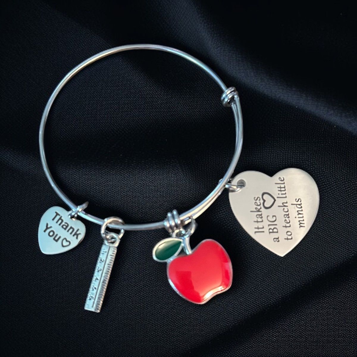 Other Teachers silver tone expandable bangle charm bracelet Size ONE SIZE - 1 Thumbnail