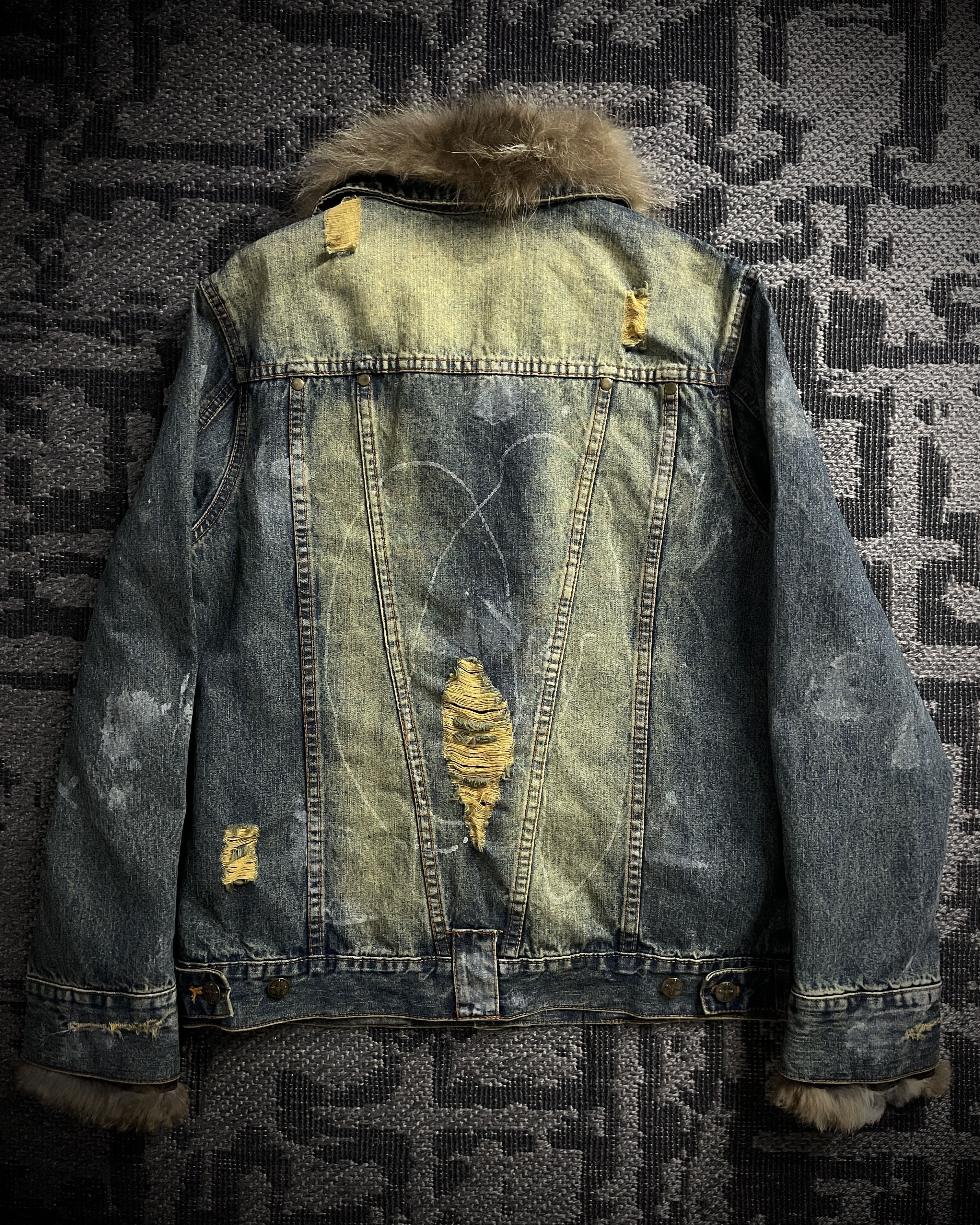 In The Attic In The Attic Raccoon Fur Distressed Jeans Jacket Size US S / EU 44-46 / 1 - 8 Thumbnail