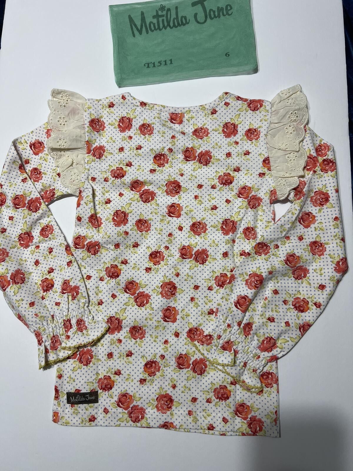 Other Matilda Jane Girls Floral Long Sleeve Top with Lace Ruffle 6 Size ONE SIZE - 5 Thumbnail