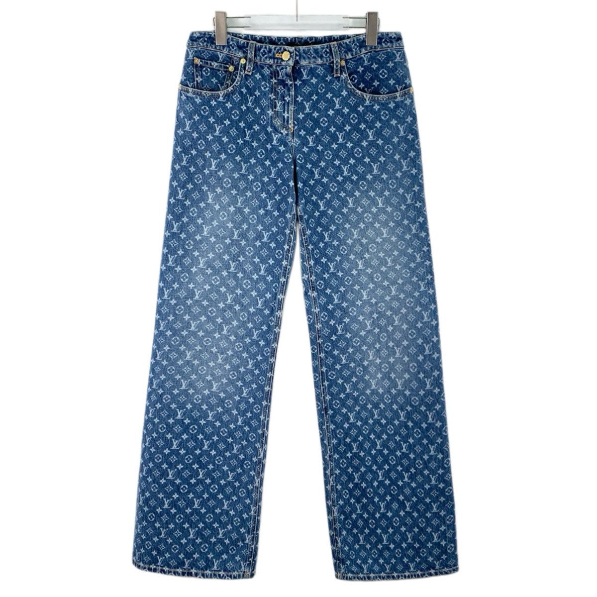 Louis Vuitton Louis Vuitton 25 Blue Monogram Printed Denim Pants K26WX Size US 28 / EU 44 - 1 Thumbnail