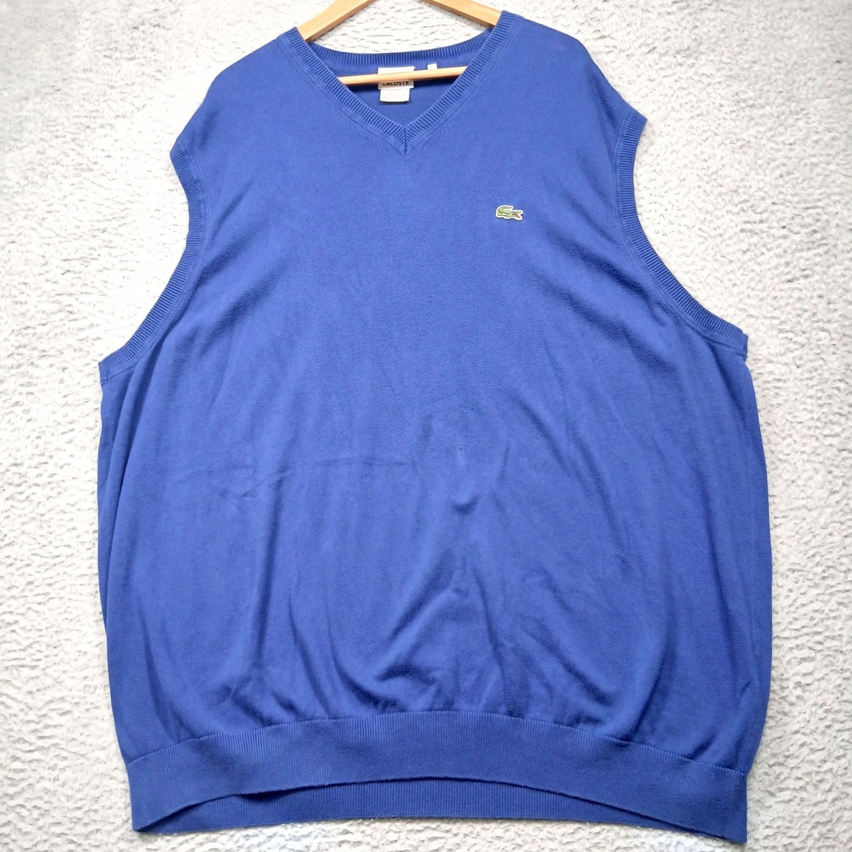 Lacoste Lacoste Sweater Vest Men 11R Blue Cotton V-Neck Croc Logo Vest Knit Sleeveless Golf Adults Mens Size US L / EU 52-54 / 3 - 2 Thumbnail