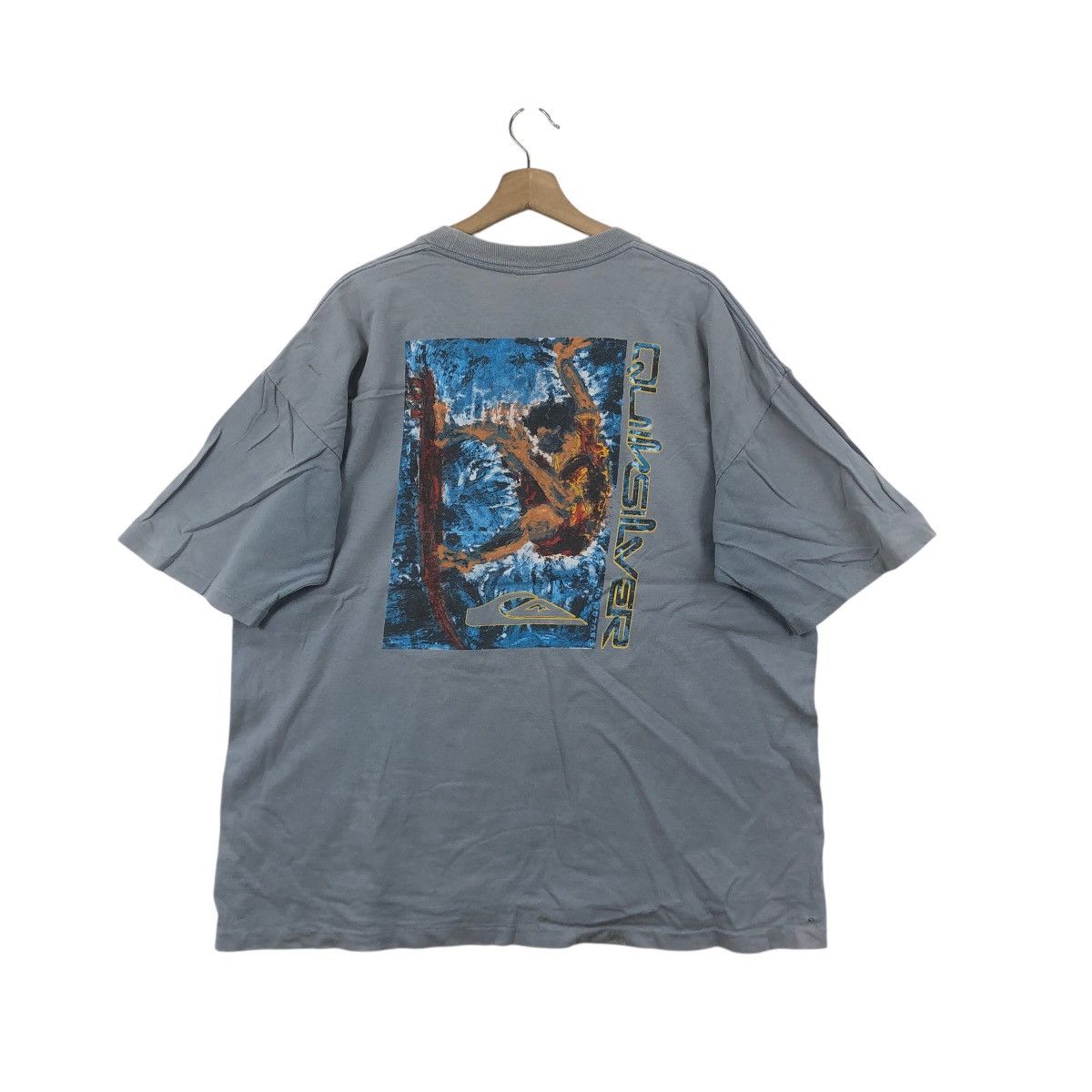 Quiksilver Vintage 90’ QUIKSILVER SURF Natural Sun Faded Trashed Tee Size US XL / EU 56 / 4 - 4 Thumbnail