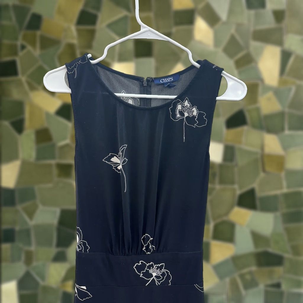 Chaps Chaps Dress Black Floral Sleeveless Tank Womens M A-Line Knee Length Size M / US 6-8 / IT 42-44 - 1 Thumbnail